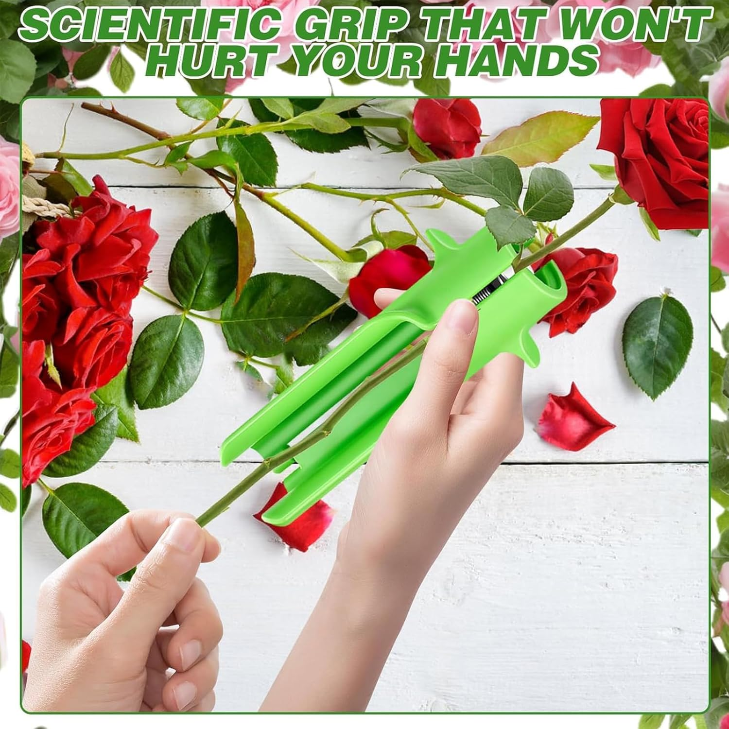 Zalizr Rose Thorn Stripper Tool, Efficient Thorn and Leaf Remover, Flower Cleaner Cutter for Home, Flower Shops, Gardening & Floral Arrangements, Professional Stem Cleaning Tool (Green) image number 6