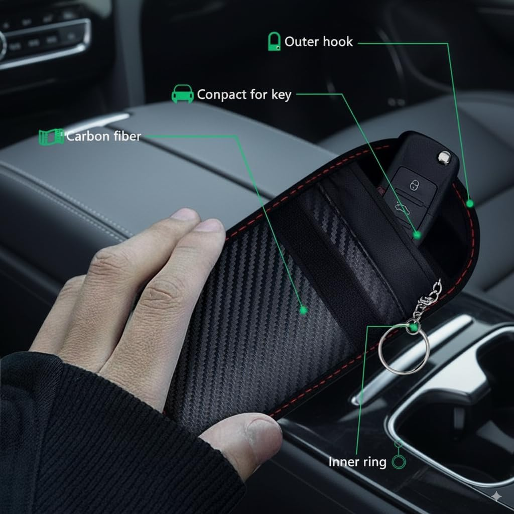 Faraday Bags for Phone & Car Key, Signal Blocking Pouch RFID Wifi GPS Shield, Privacy Protection Sleeve, Anti-Tracking Travel Case (Faraday Bag for Car Key and Phone)