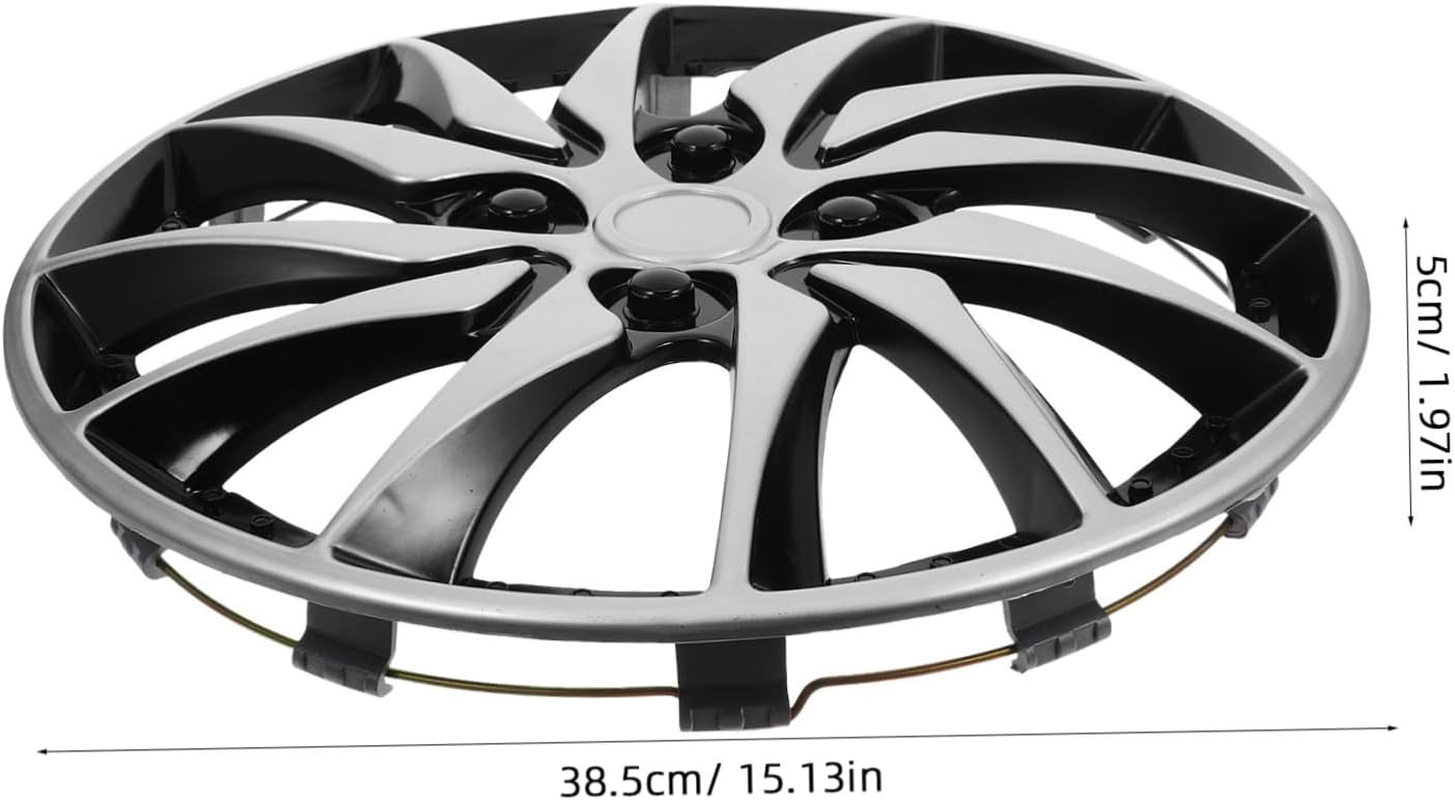LALADEFIEE 14 Inch Silver Black Hubcap Cover for Car Wheels, Automotive Wheel Rim Center Cap, Compatible with Trucks and Suvs, Sturdy Decorative Car Hub Case for Road Use image number 4