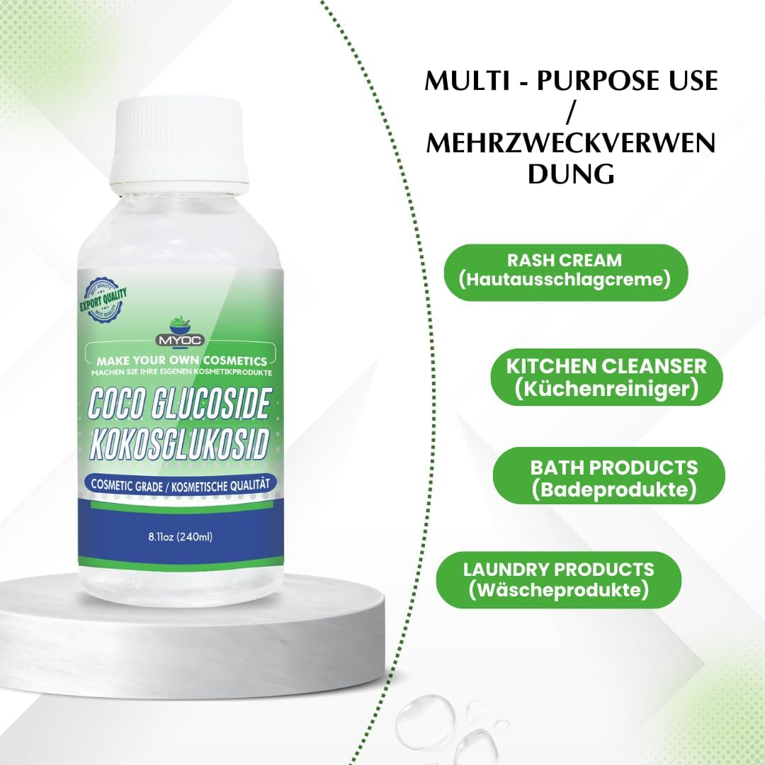 MYOC Coco Glucoside - 240 Ml / 8.11 Fl Oz | Cosmetic-Grade Surfactant for DIY Skincare, Hair Care & Formulation Projects image number 6