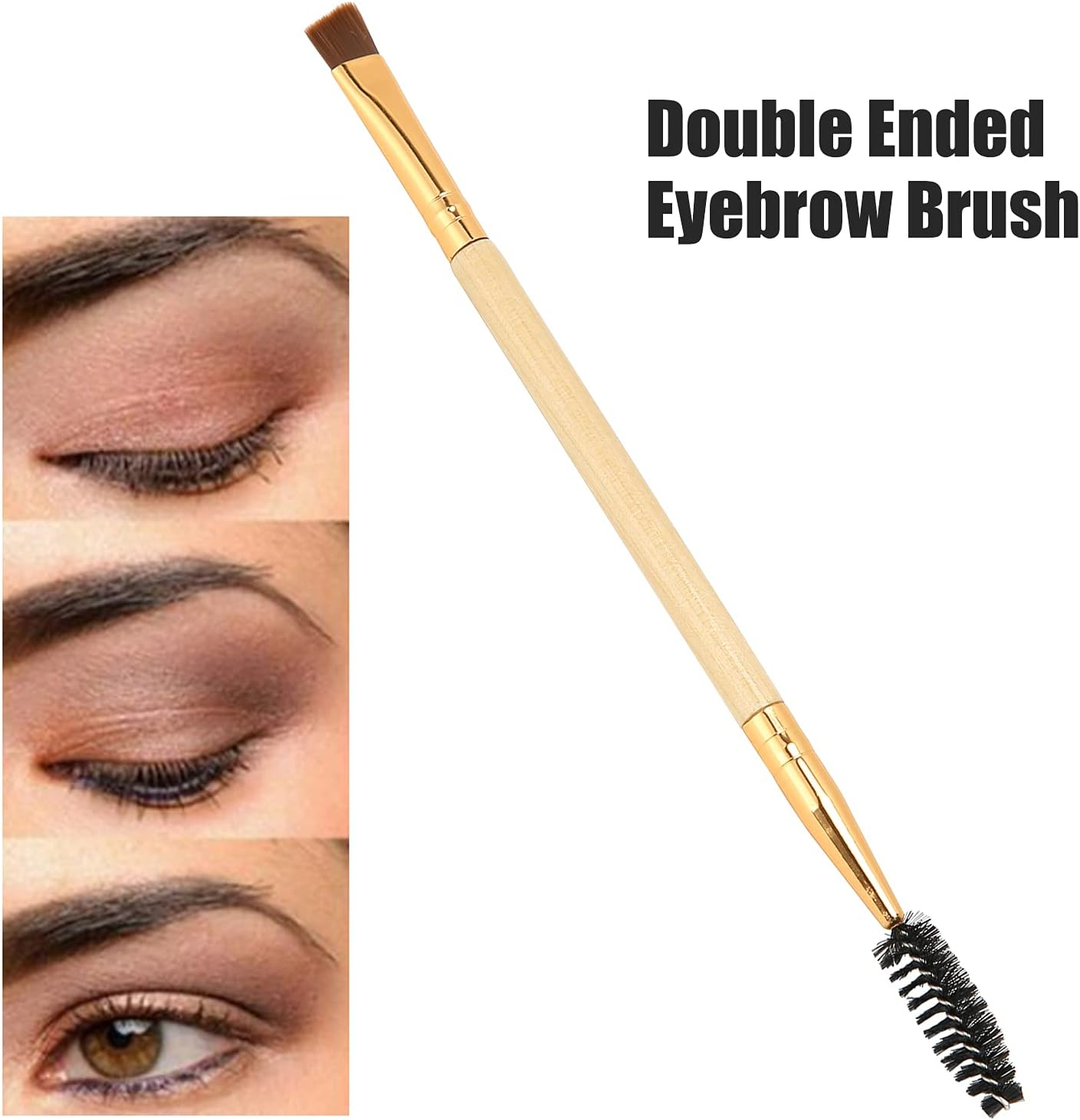 Eyebrow Eyelash Brush, Angled Brow Brush Makeup Tool Eye Makeup Brush for Party(Wood Color)