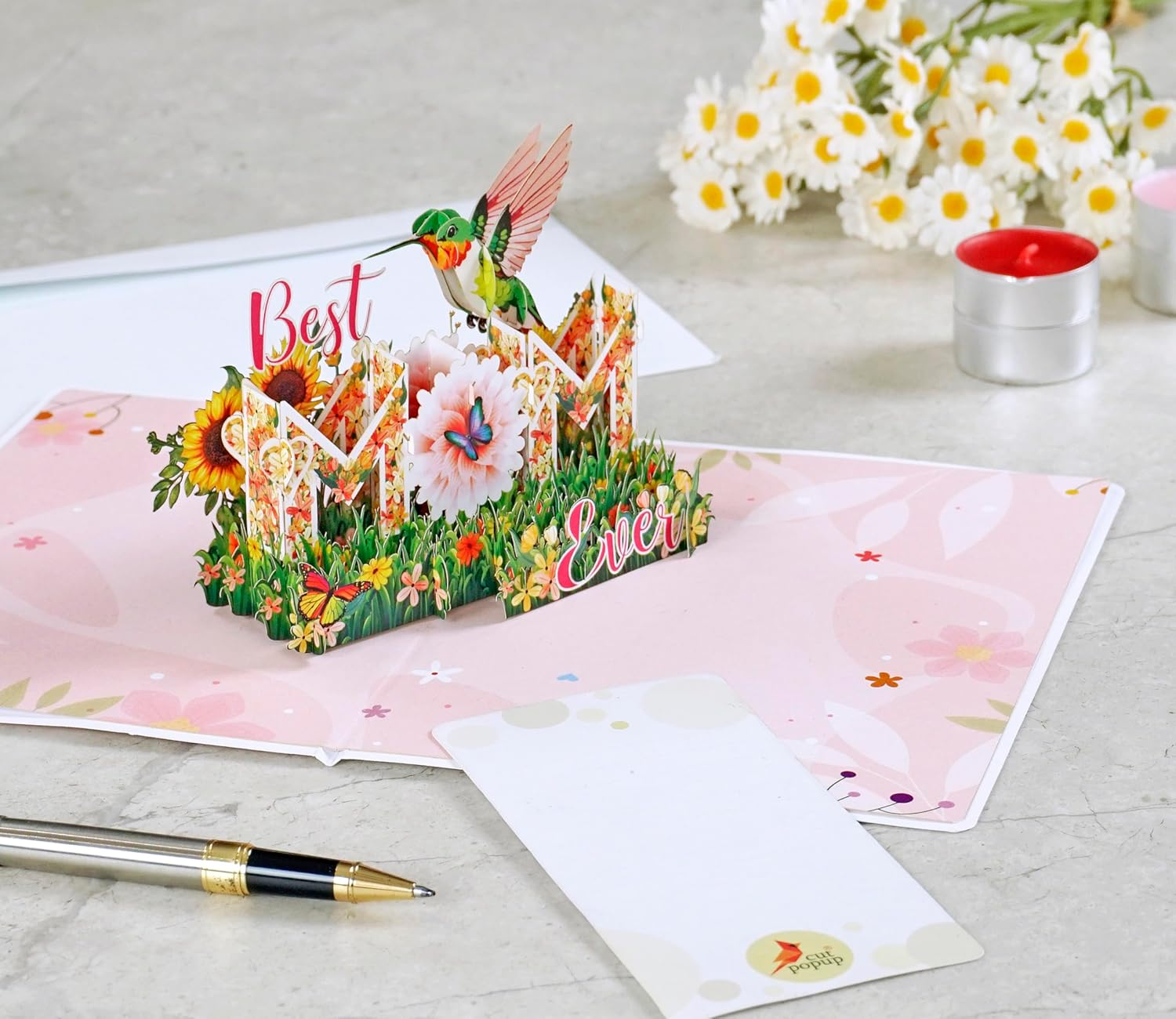 CUTPOPUP Bestmomever, Mothers Day Card Pop Up, 3D Birthday Greeting Card, Mother'S Day Card for Women, Mom, Wife, Grandma, Daughter (Bestmomever Hummingbird) SD226AU1520 - Bestmomever Hummingbird-15X20Cm image number 3