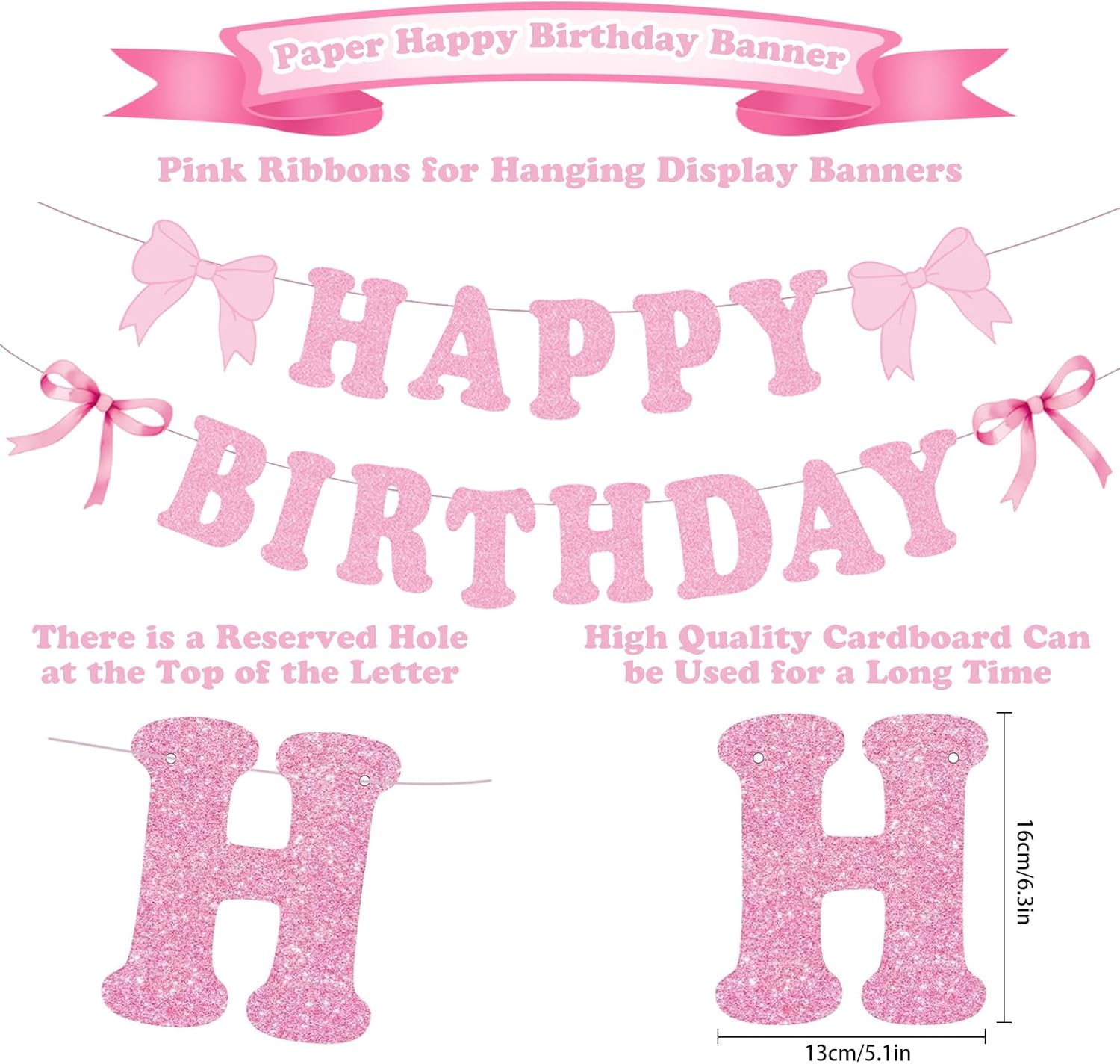 Pink Bow Birthday Party Decorations for Women Girls - Bow Theme Happy Birthday Banner, Backdrop, Bow Tablecloth, Balloons, Paper Tray, Spoons, Forks, Napkin, Cupcake Topper image number 1