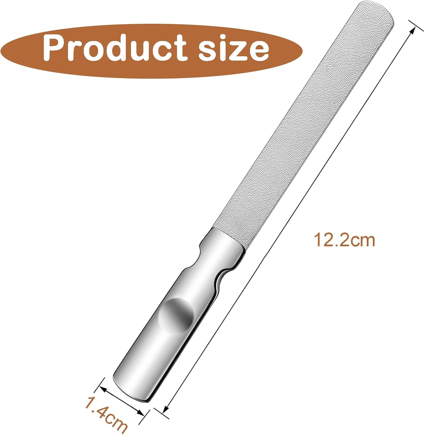 Zvorgath Stainless Steel Double Sided Nail File with anti - Slip Handle and Travel Leather Case for Men and Women, Great for Home, Salon or Travel Use image number 2