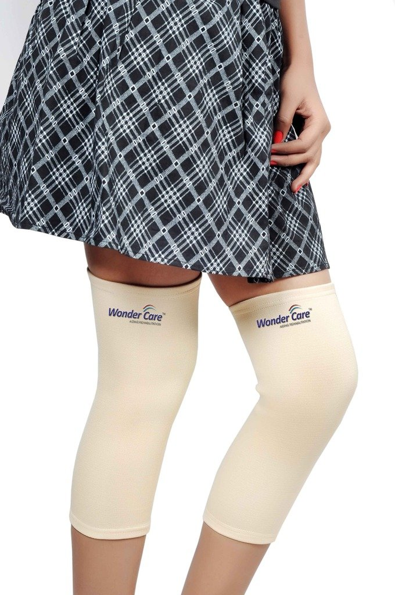 Wonder Care Pack of 2 Knee Sleeve Compression Knee Brace for Men and Women Knee Support Running Workout Gym Hiking Sports Running Gym (Grey-Black-S)