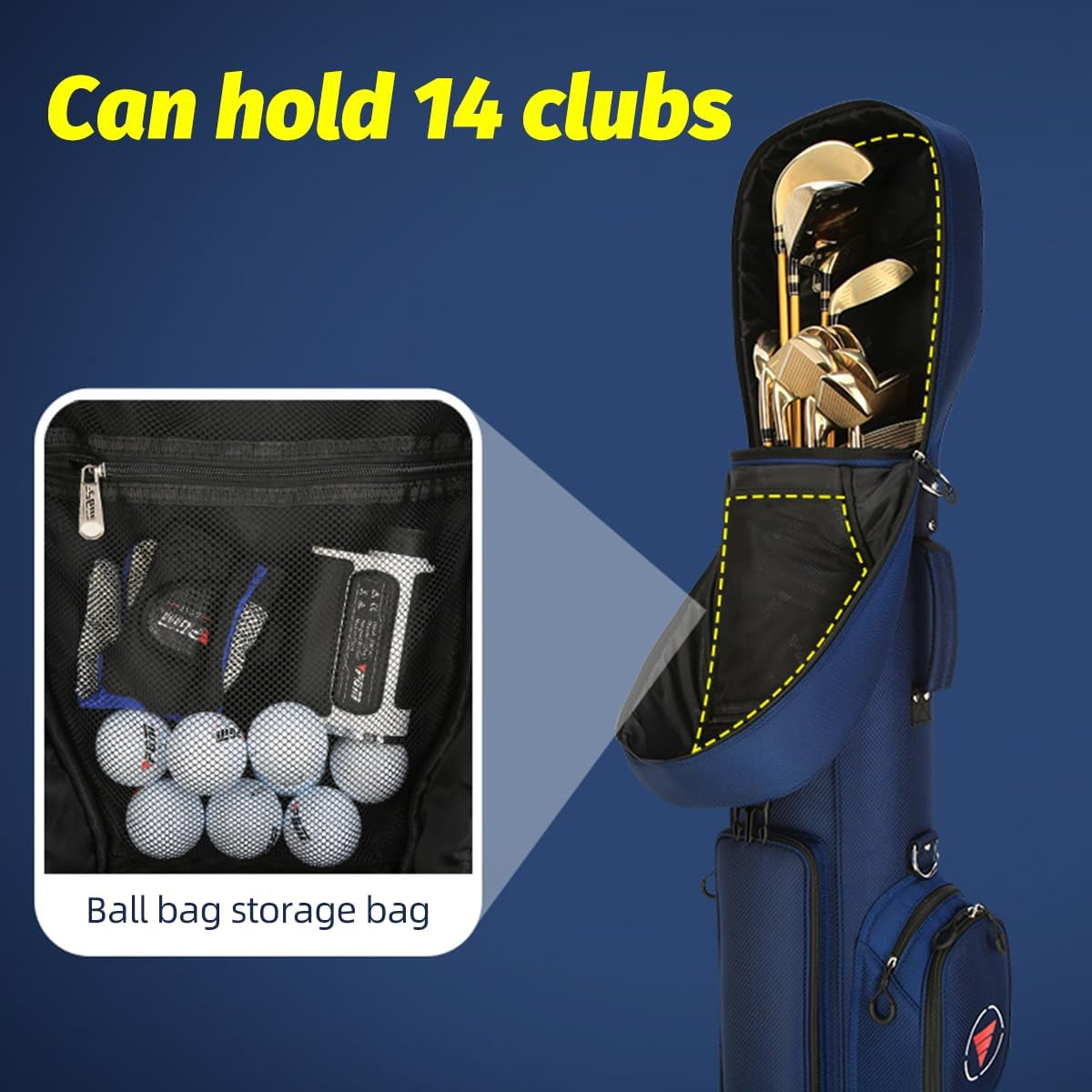 Golf Clubs Bag with Wheels Wheeled Clubs Bag - Black image number 7