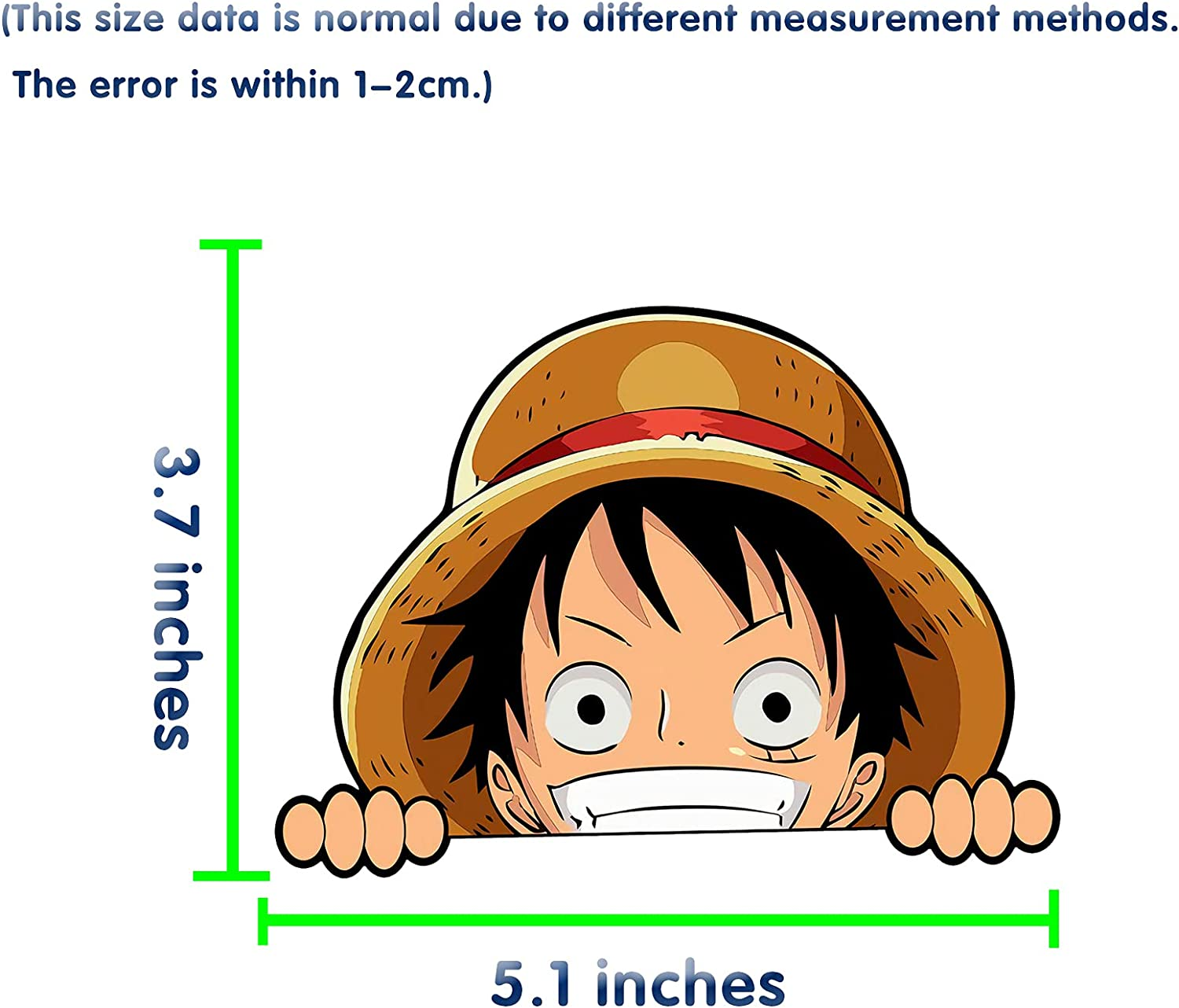 2 Pack One_Piece_Monkey-D-Luffy Peeker- Peeking Car Decals DIY Anime Motorcycle Laptop Decals Skateboard Bike Bumper Window Stickers