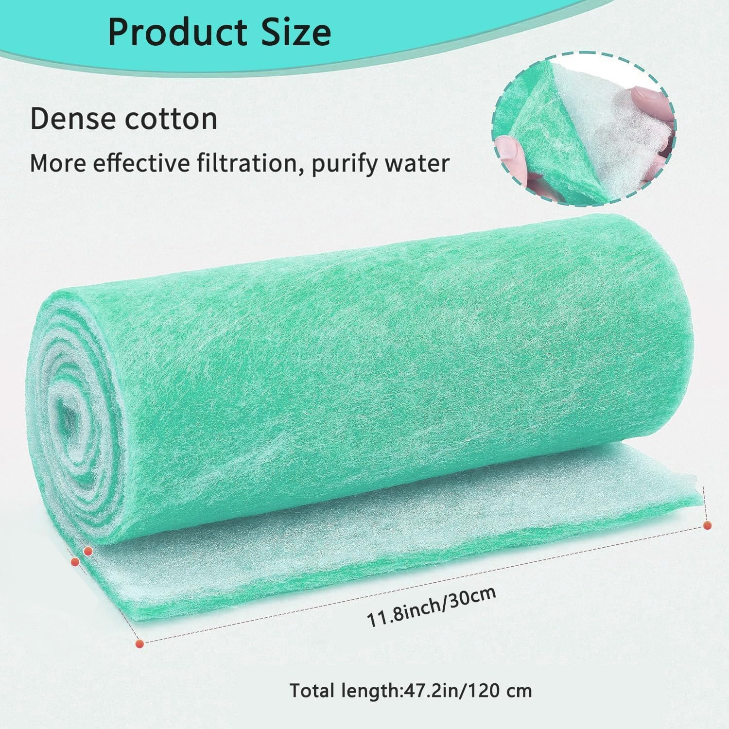 1Pcs Aquarium Filter Sponge, Biochemical Cotton Filter Foam Media Roll Pad for Fish Tank &ndash; High Porosity, Reusable, Cut-To-Fit Water Filter Sponge (Green) image number 3