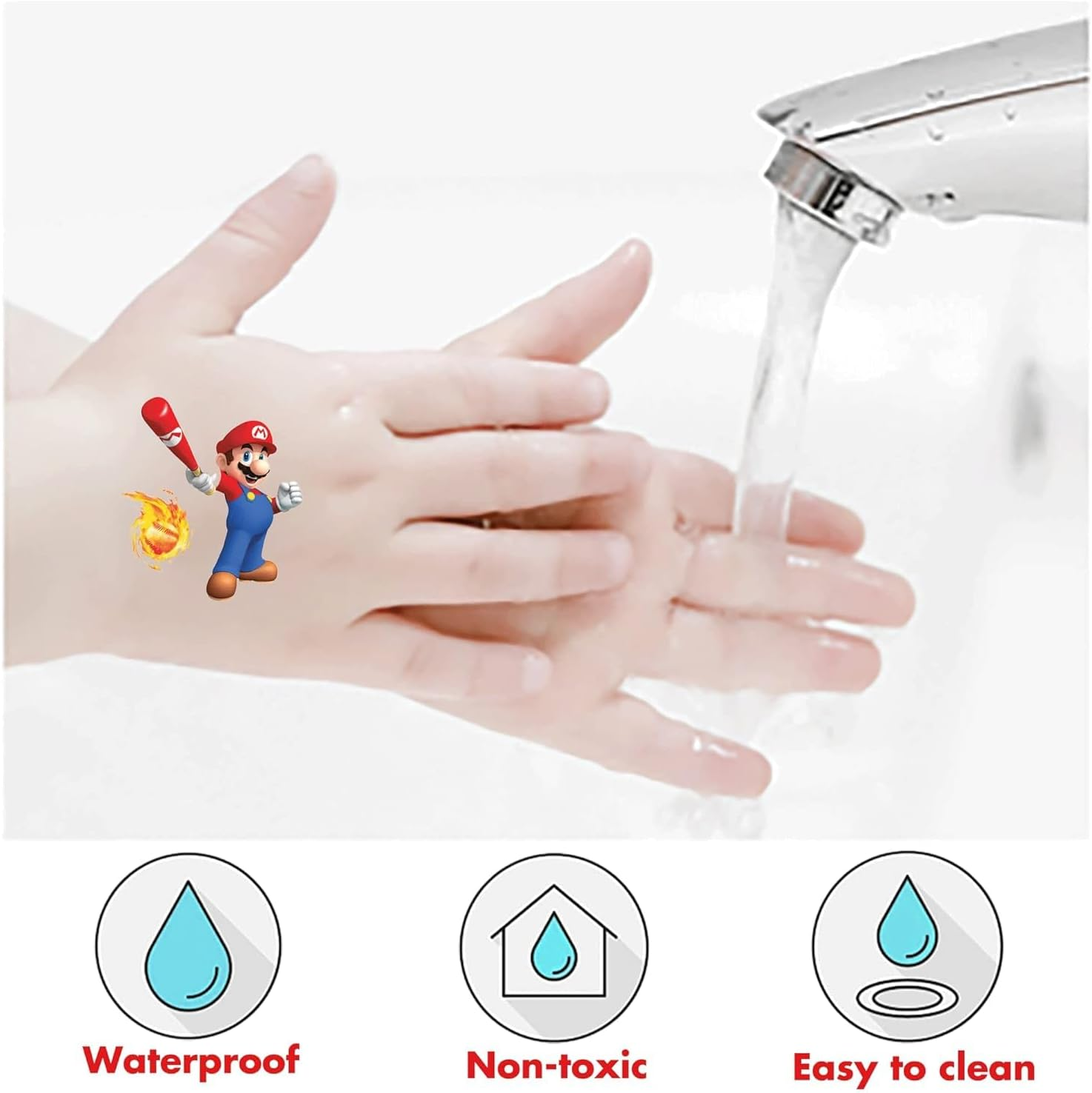 TAIMOWEI Super Mario Temporary Tattoos for Kids(8 Sheets) Cute Fake Tattoos Stickers for Birthday Party Supplies Favors