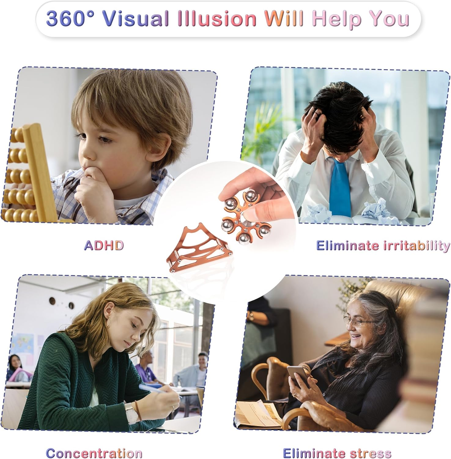 Fidget Toys for Desk Ferris-Wheel Spinner: Metal Kinetic-Spinner 4Mins, Cool-Gadgets for Kid Children Teen Adult Edc-Toy, ADHD Tools Cool Stuff Stress Relief for Office Christmas - Rose-Gold image number 4