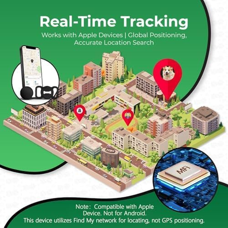 Smart Dog Tracker, Pet Tracker with Collar Holder, Effortless Location Tracking, Compatible with Find My, Not GPS Tracker