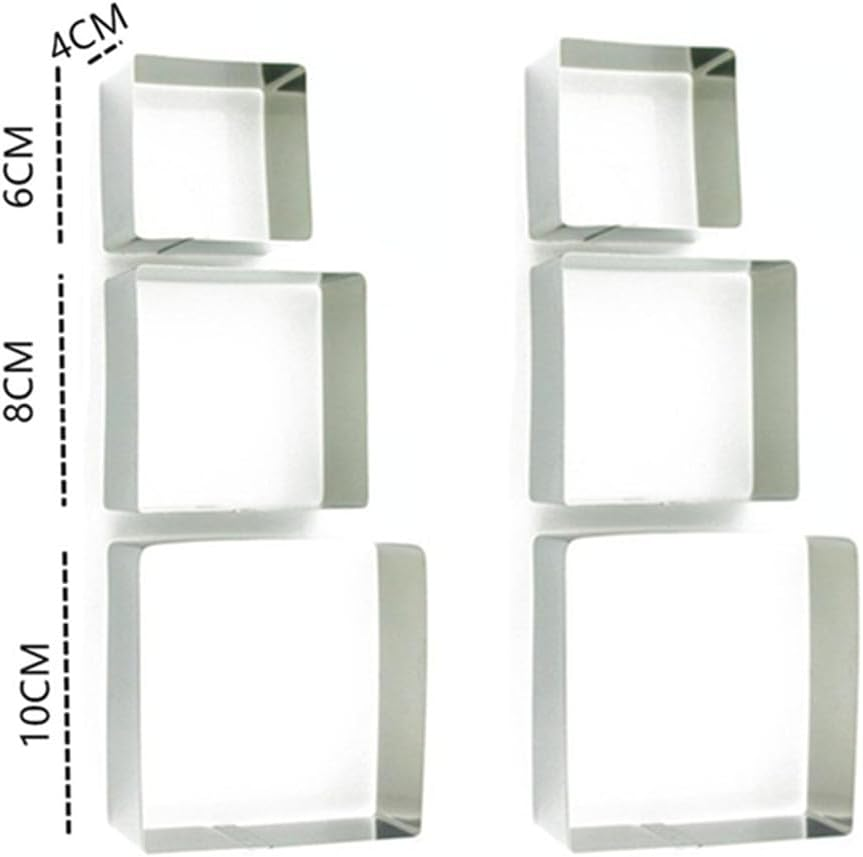 Cake Mold Ring, Cake Square Mold, Square Cake Ring 6Pack, Cuicanfla Mousse Cake Mold Ring for Kitchen DIY Pastry Nonstick DIY Baking Accessories for Birthday, Party image number 1