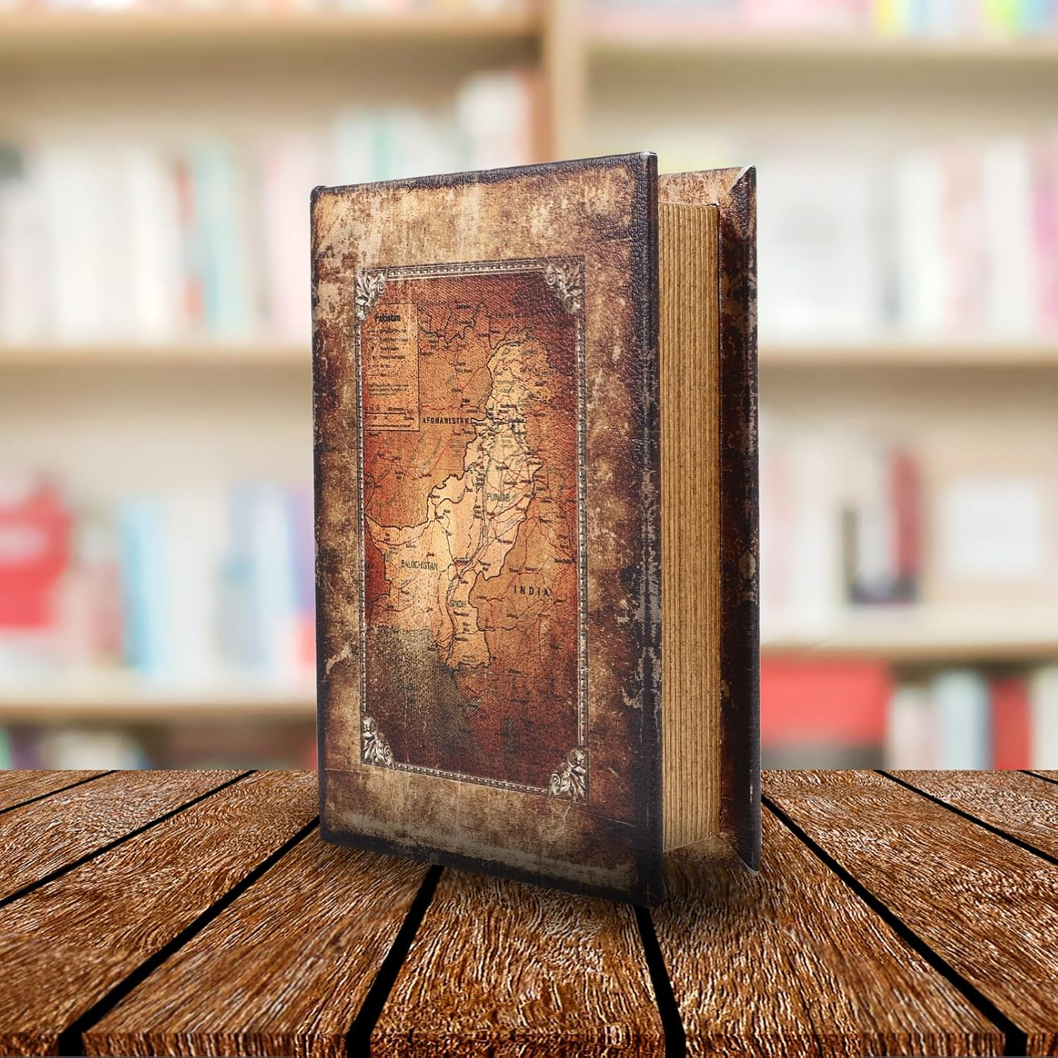 Vintage Book Shaped Box Small Size Decorative Storage Organizer Simulation Book Box Home Ornament Vintage Nautical Map Design image number 4