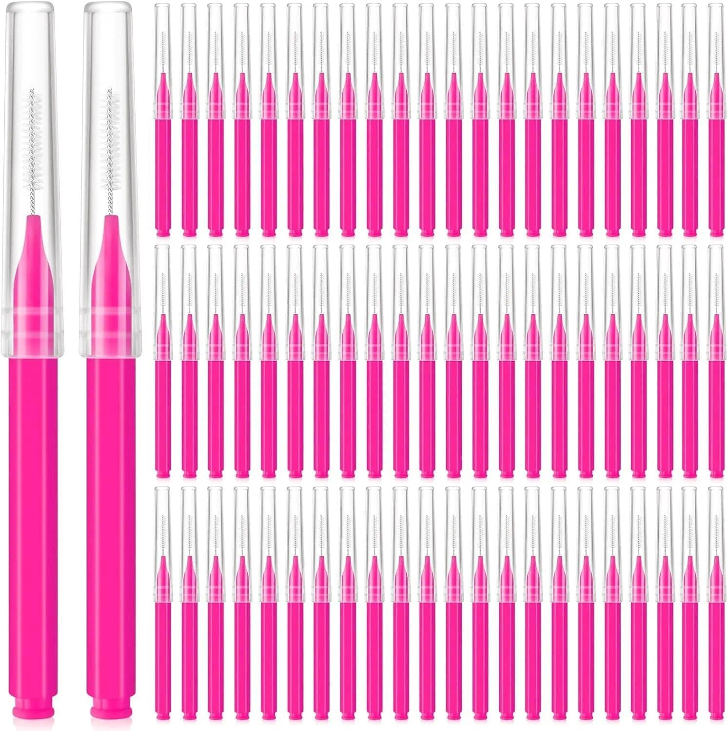 100 Pcs Micro Eyebrow & Eyelash Spoolie Brushes with Cap, Brow Lamination & Eyelash Extension Tools,Makeup Applicators & Comb Multifunctionaltool Kit for Professionals - Ruibex(White)