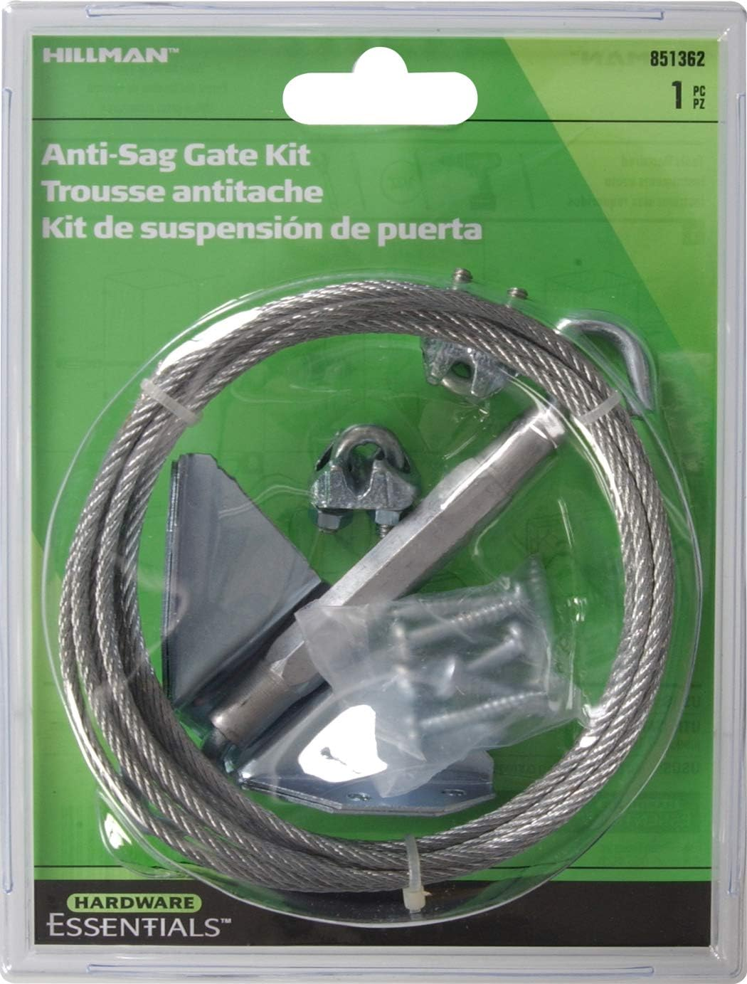 Hardware Essentials 851362 Anti-Sag Gate Kit, Hardware Kit, Steel, Zinc Plated, 7Ft, Interior and Exterior image number 1