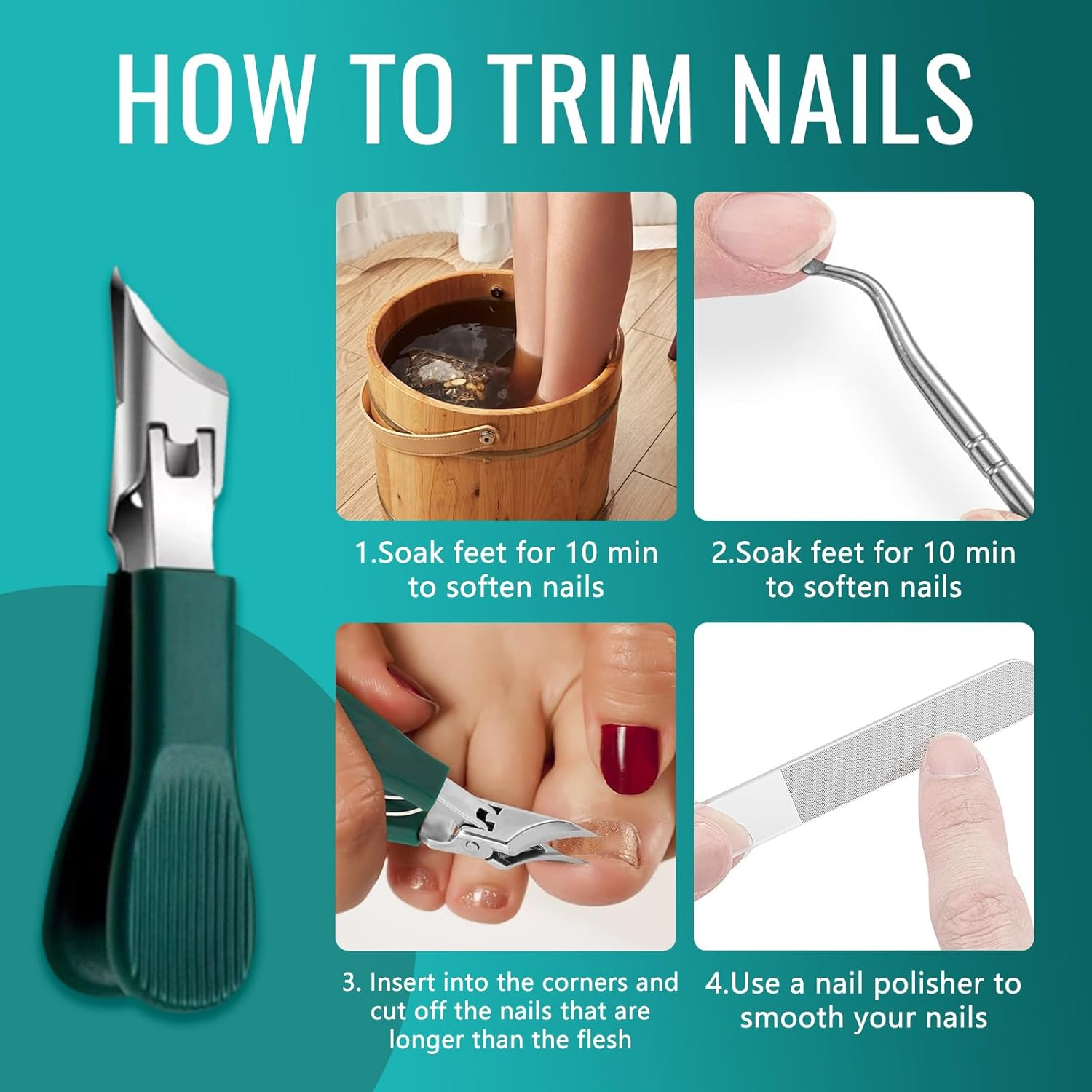 GEDEUBAN Eagle Beak Angled Nail Clippers 3-Piece Set, Green Eagle Beak Anti-Splash Slanted Nail Clipper, Corta U&ntilde;as Para U&ntilde;as Enterradas image number 1