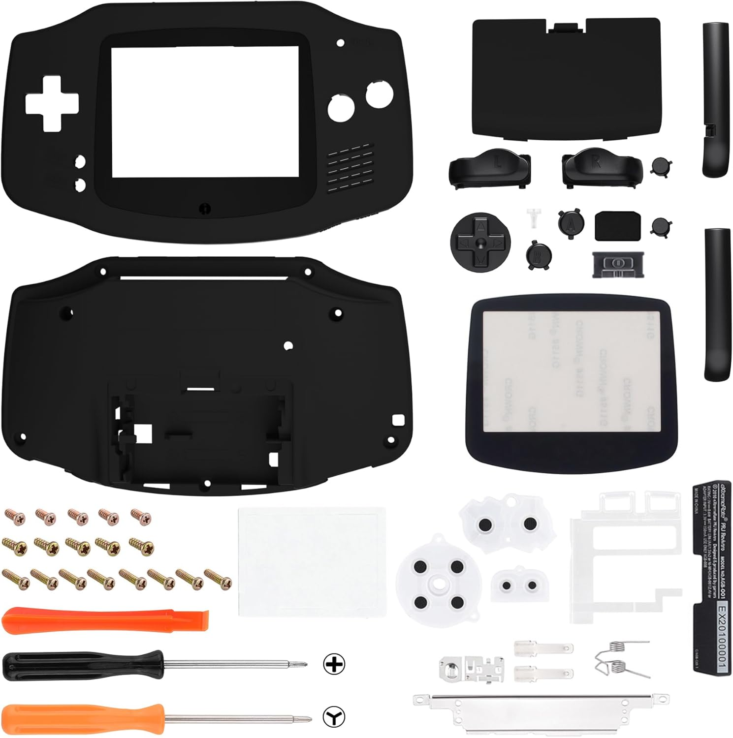 IPS Ready Upgraded Extremerate Black Soft Touch Replacement Shell Full Housing Cover & Black Screen Lens for Gameboy Advance - Compatible with Both IPS & Standard LCD - without Console & IPS Screen image number 2