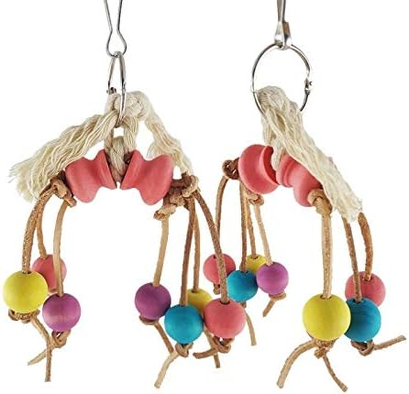 Pet Toys Creative Leather Rope Wooden Bead Parrot Bird Bite Toy Pet Toys image number 1