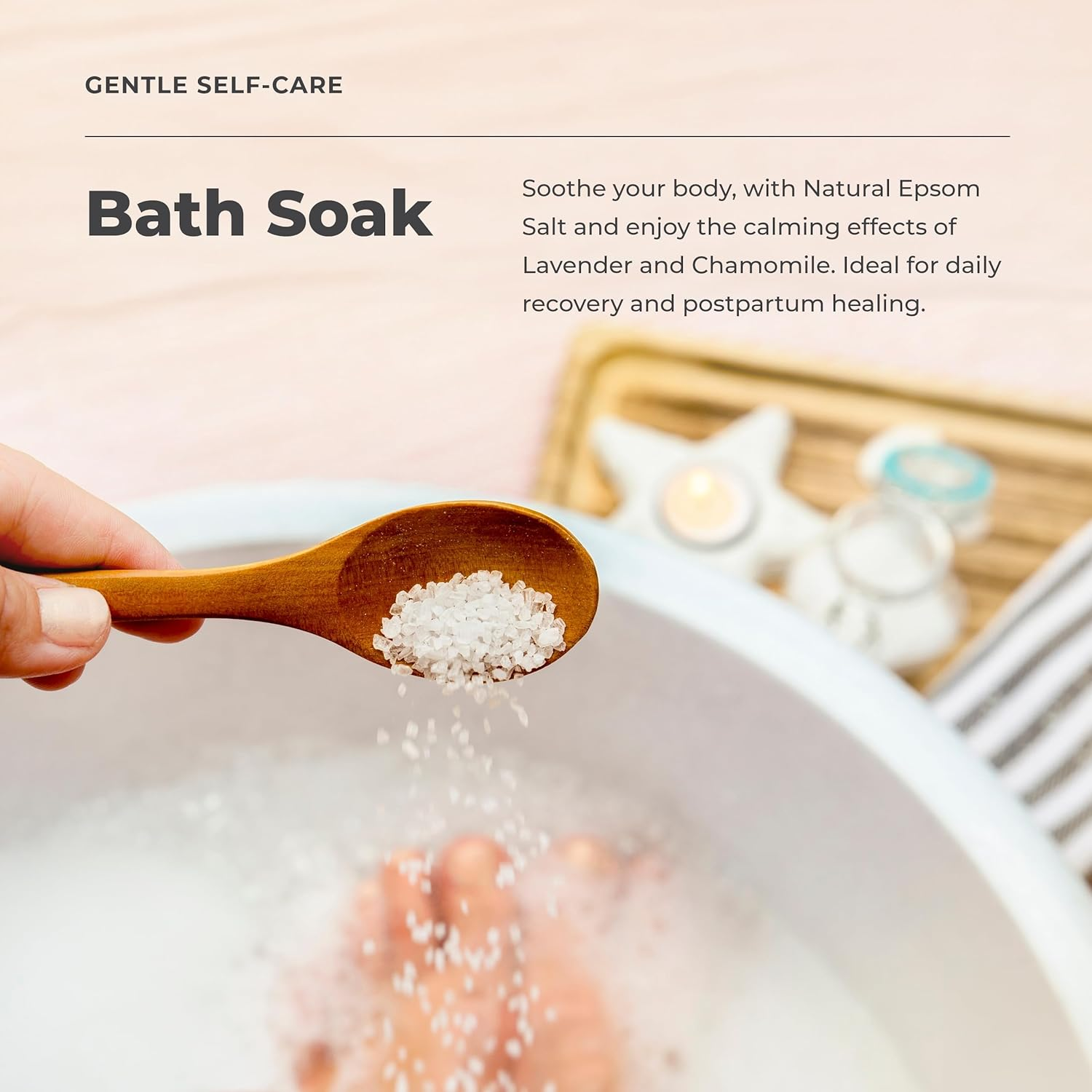 The Salt Box - Natural Epsom Salt Healing Bath Salts Soak - Chamomile & Lavender - 550G image number 5