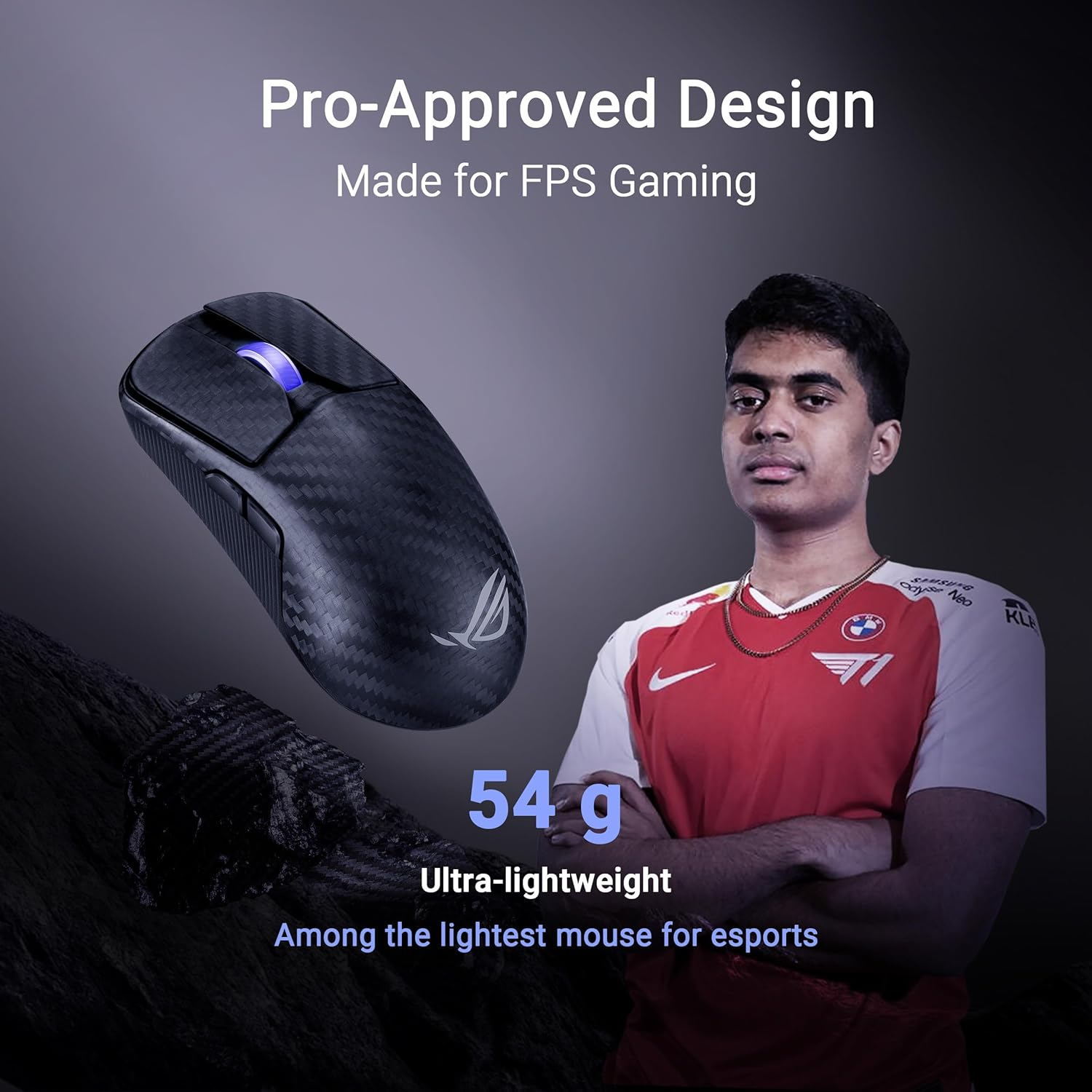 ASUS ROG Harpe Ace Extreme Wireless Gaming Mouse, Carbon Fiber Build, 47G Lightweight, Aimpoint Pro 42K Optical Sensor, Optical Micro Switches, ROG Polling Rate Booster, Esports & FPS Gaming