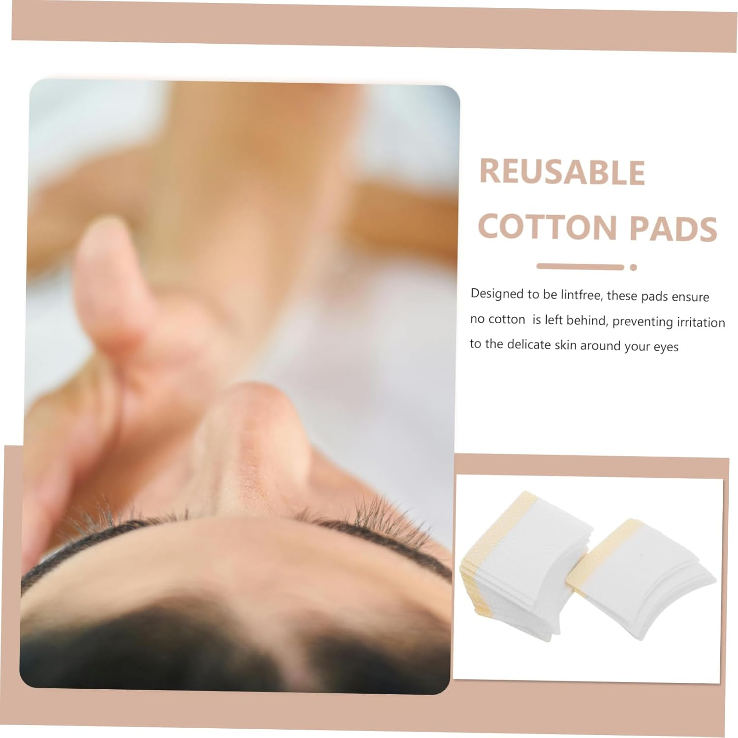 40Pcs Eyelash Extension Removal Pads Organic Cotton Makeup Remover Pads No Residue Gentle Sensitive Skin image number 5
