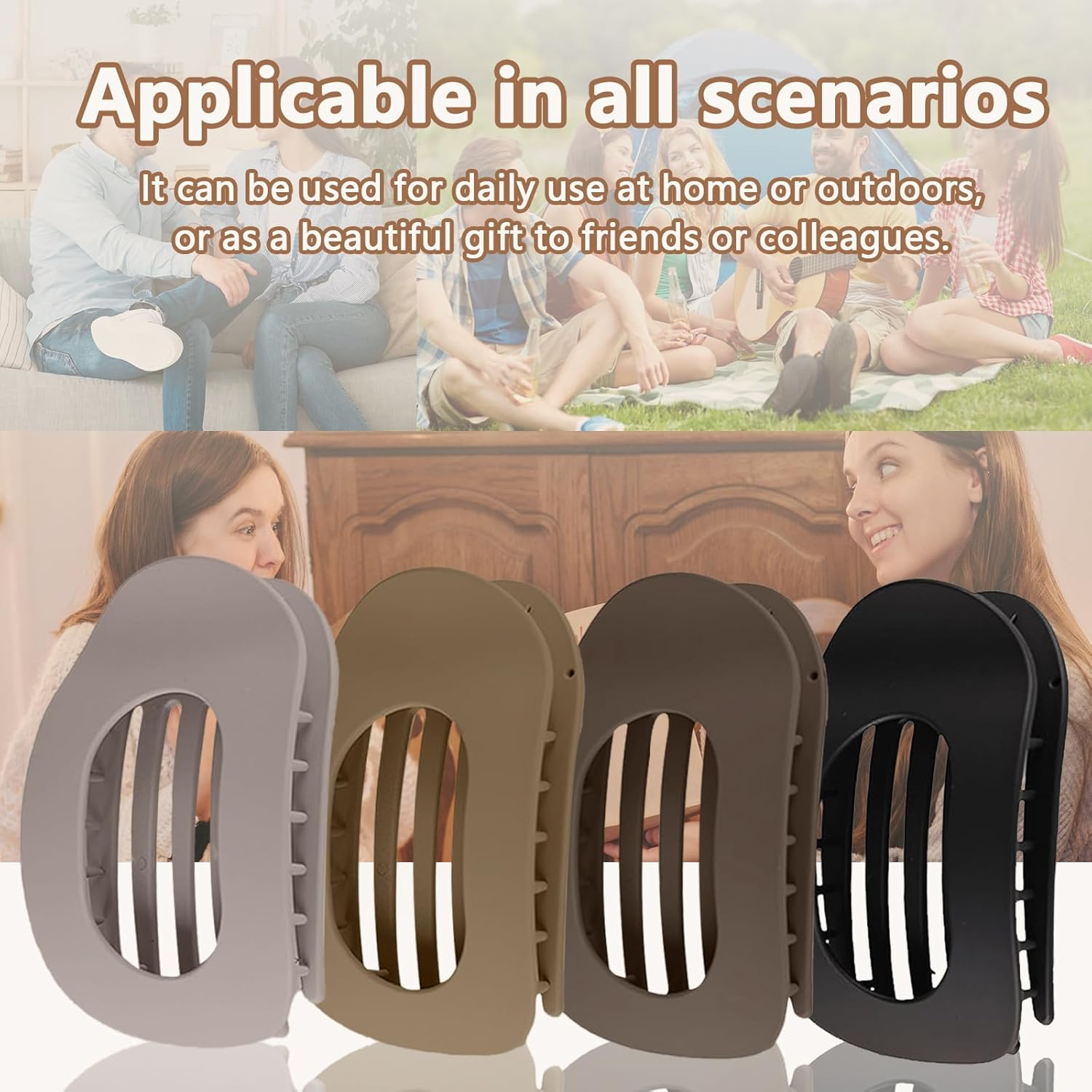 Tenalucy Set of 4 Hair Clips, Matte Hair Clips, Women'S Hair Claw Clips, Non-Slip Hair Clips for Women, French Hair Clips Set, Strong Hold, Plastic, French, Double Row Teeth (4 Colours) image number 5