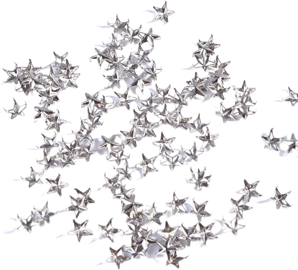 Leadigol 100PCS Metal Star Nailhead,Silver Color Star Shape Spikes Studs Spot for DIY Leather Craft image number 5