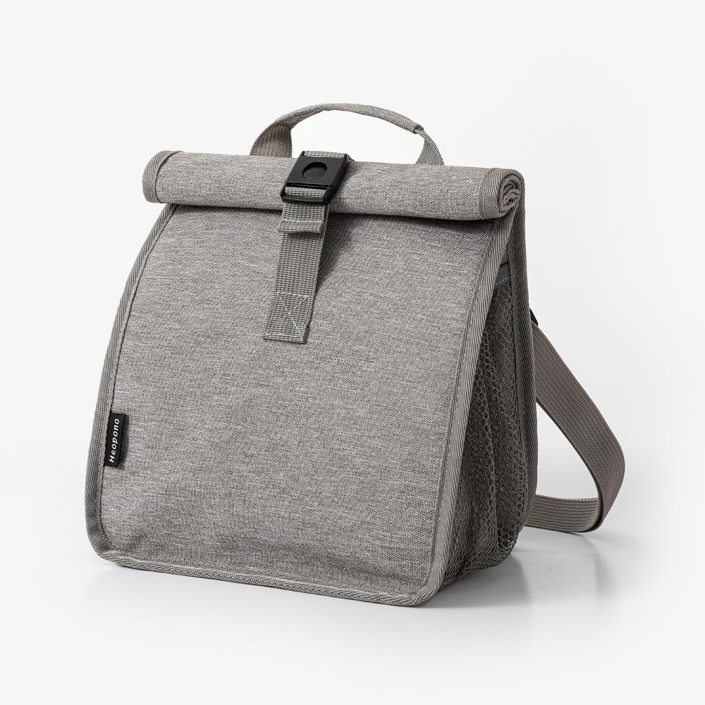 Insulated Lunch Bag Rolltop,Insulated Foldable Lunch Bag,Foldable Lunchbox Leakproof Cooler Bag, Insulated Lunch Bag,Adjustable Shoulder Strap Lunch Box Bag for School Office (Black)