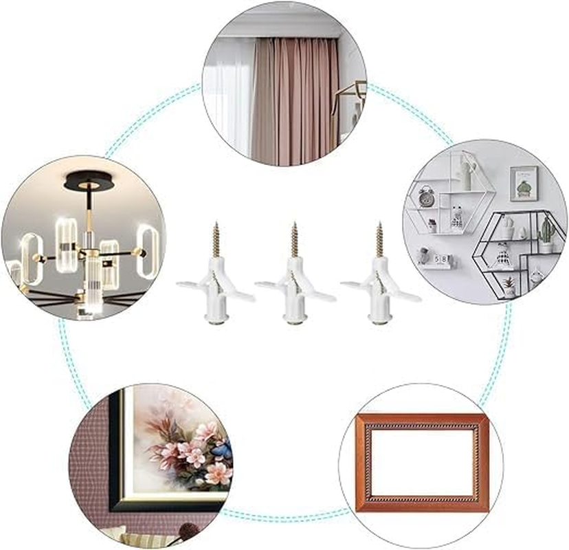 WEZCHUGHAOL 50 Sets Drywall Anchor Kit Hollow Wall Anchor with Screws for Drywall Gypsum Board (Butterfly/Airplane Type) (Airplane Type) image number 5