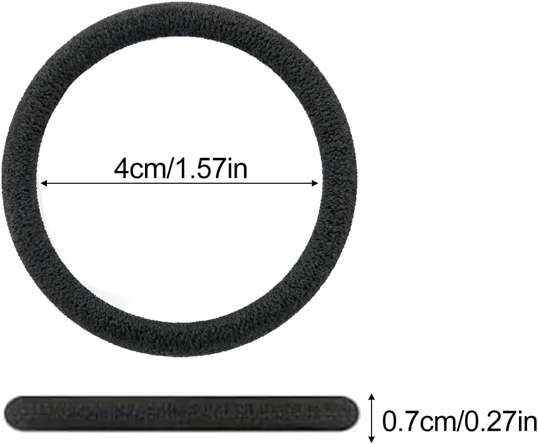 Luzcauwy 100Pcs Seamless Hair Ties, Soft Cloth Fabric Black Bands - Damage Free Ponytail Holder for Thick Thin Hair, Elastic Scrunchie Headband Accessories for Women Girls, 1.5 Inch Diameter image number 5