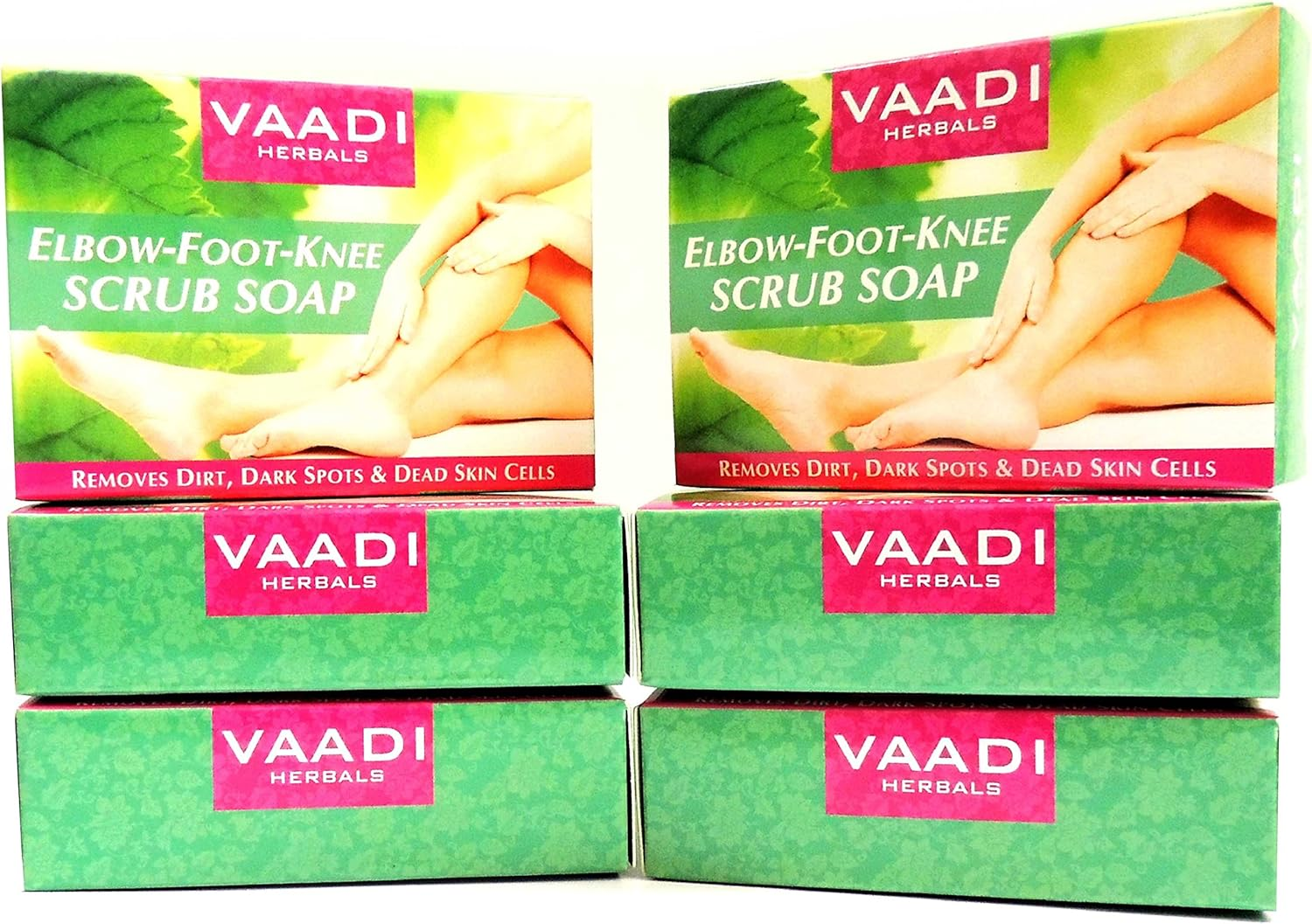 Elbow Foot Knee Scrub Soap (Bar Soap) with Almond and Walnut Scrub - Each 2.65 Oz - Pack of 6 (16 Oz) - Vaadi Herbals image number 2