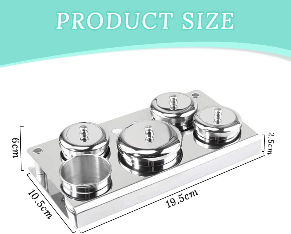 5-Piece Stainless Steel Nail Liquid Container, Mini Liquid Container, Non-Slip and Anti-Fall Lidded Container for Acrylic Powder, Nail Solution, Decorative Accessories, Pigments image number 2