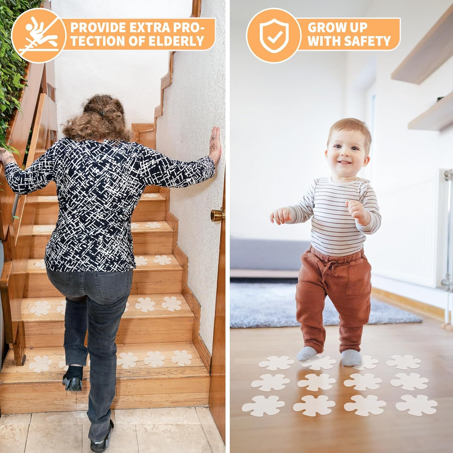 Non Slip Bathtub Stickers, 24 PCS Shower Stickers for Safety Bathroom Tubs, Bathtub Non Slip Stickers and Adhesive Decals Scraper for Bath Tub, Shower Floor, Stairs, Ladders(Flower Shape, Clear) - Grey image number 7