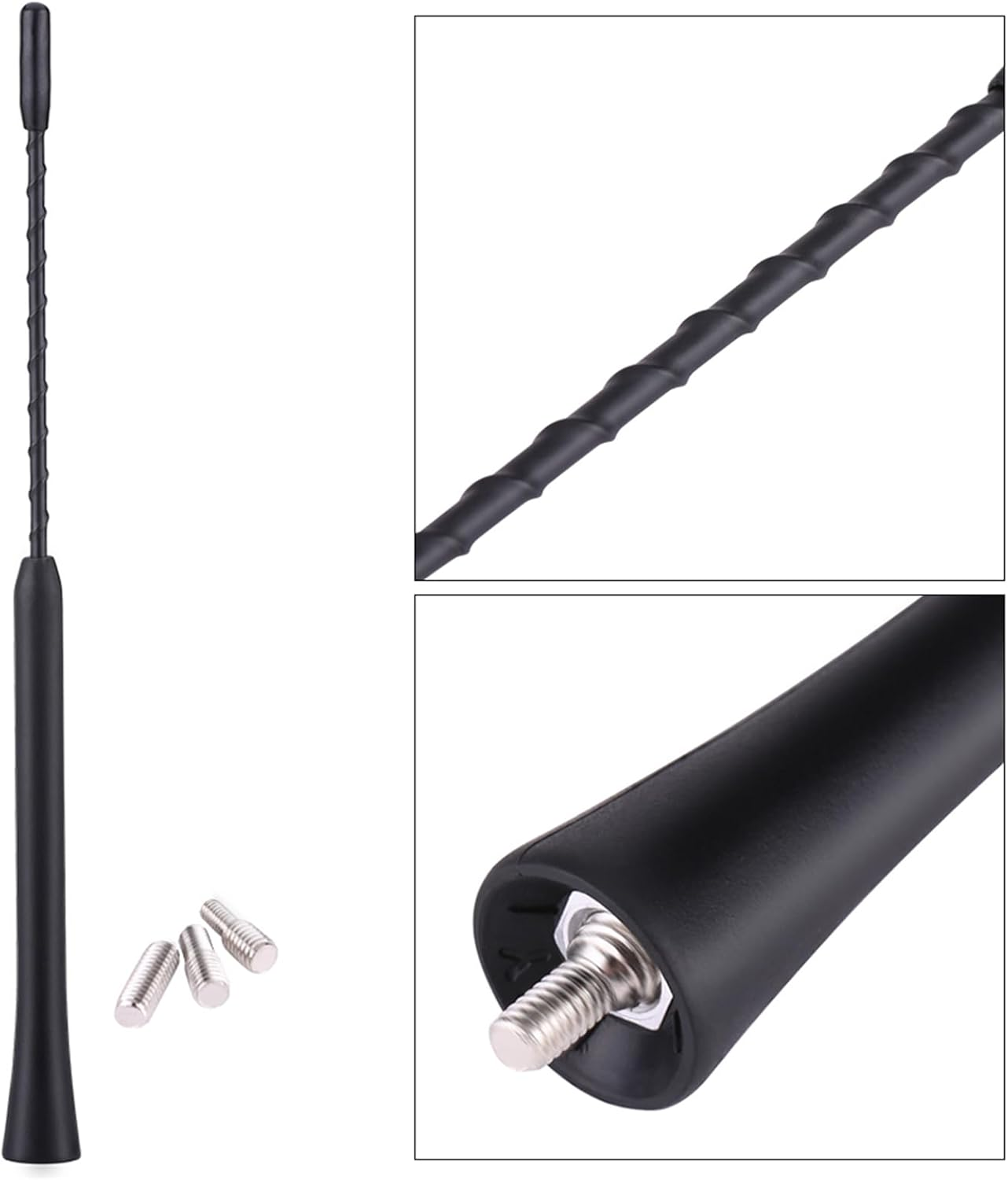 CHICIRIS Car Replacement Antenna, Black Rubber Universal 9 Inches Car Replacement anti Noise Beesting Aerial FM Radio Antenna with Screws for Car Owners image number 4