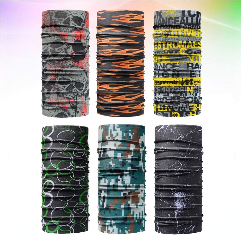 CLISPEED 6Pcs Cycling Neck Gaiter Fishing Headband Bandanas Face Cover Summer Cooling Balaclava Outdoor Scarf Headwear for Hiking Camping Hunting (Random Pattern) image number 2