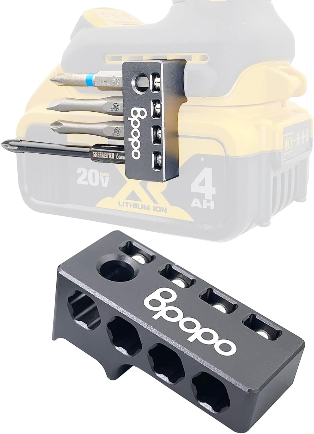 Aluminum 1/4-Inch Hex Bits Holders Fit for Dewalt Wrox Cordless Impacts Screwdrivers, Powerful Magnet Drill Bit Sleeve Organizer,Easy Access to Hex Screw Bit Storage on Side of Power Drill,Right Side