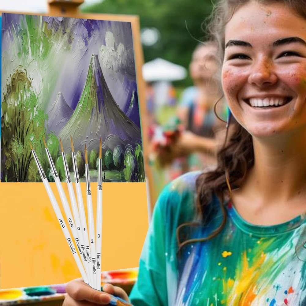 Himmlfel Rigger Brush Set, 6 Pcs Rigger Brushes for Painting Fine Long Lines, Thin Lines, Blades of Grass, Hair and More. Paint Brushes for Acrylic, Watercolour, Oil and Gouache Painting image number 5