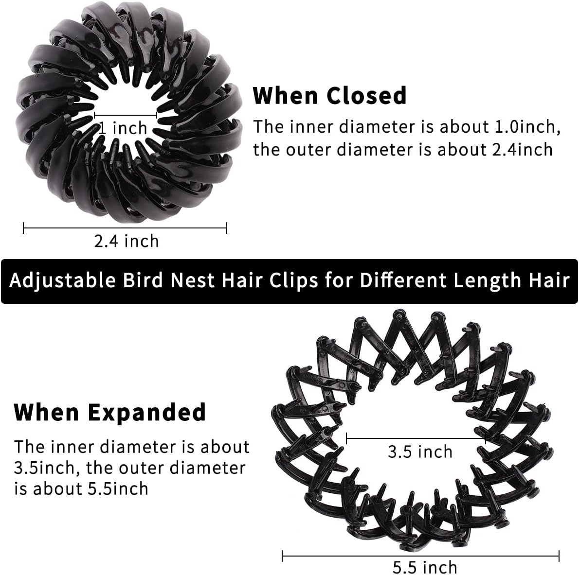 TOBATOBA 3 Pcs Black Lazy Bird'S Nest Plate Hairpin, Hair Clips for Women - Bun Maker, Ponytail Holder, Hair Accessories for Women and Girls image number 6