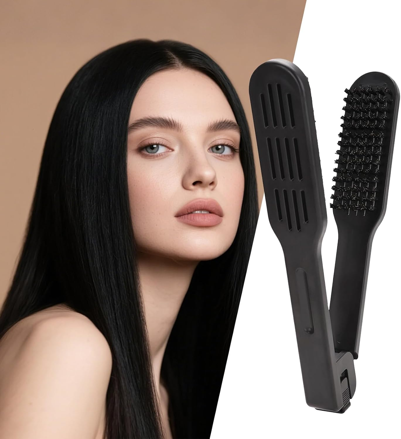 Ungtyb Boar Bristle Clamp Hair Brush,Boar Bristle Double Sided Brush | Detangling Comb Hairdressing Smoothing Styling Tools for Teens Women Girls Youth image number 3