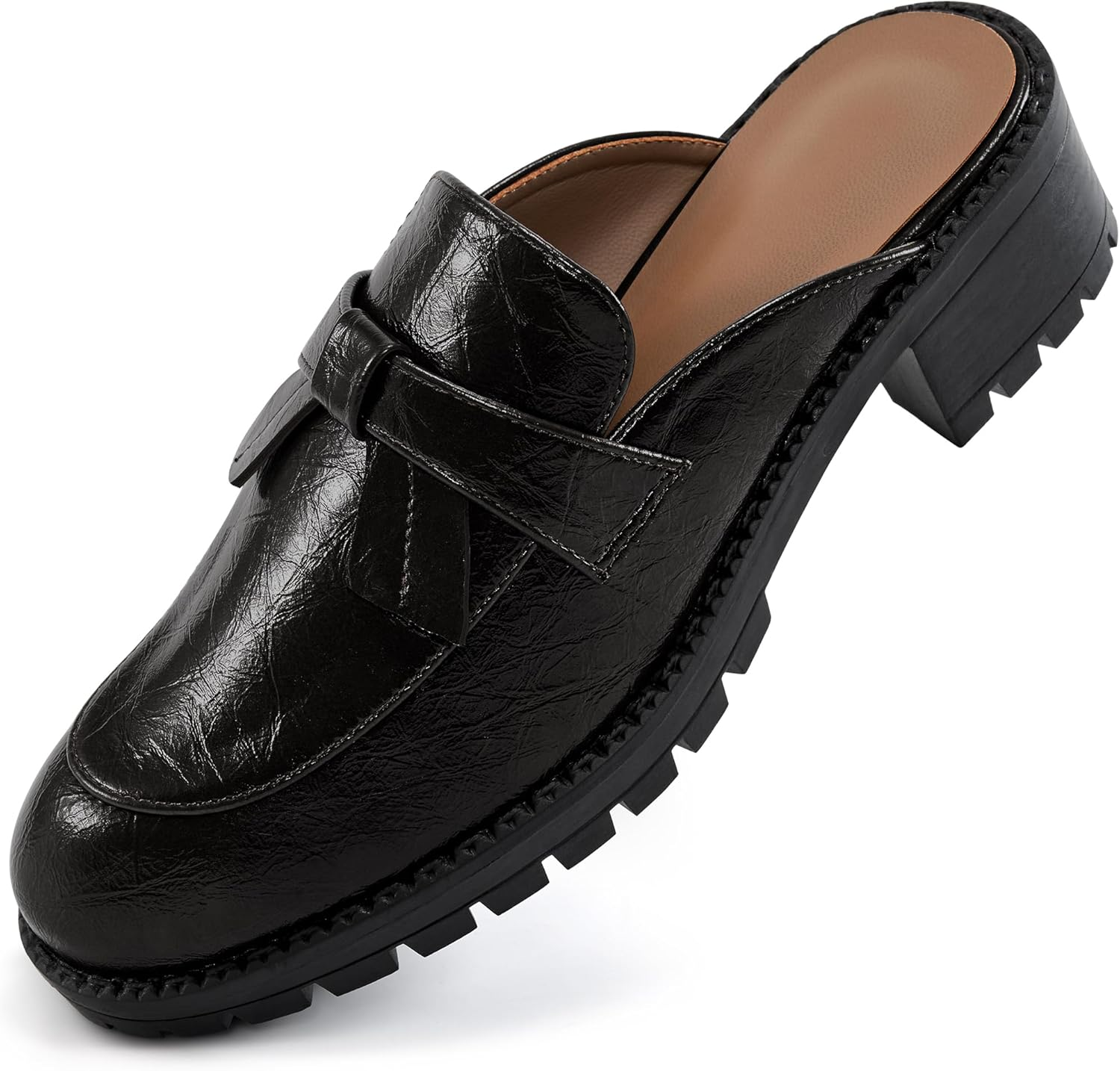 Ecetana Mules for Women Dressy Comfortable Slip on Chunky Backless Loafers Casual Slides Shoes for Business Fashion