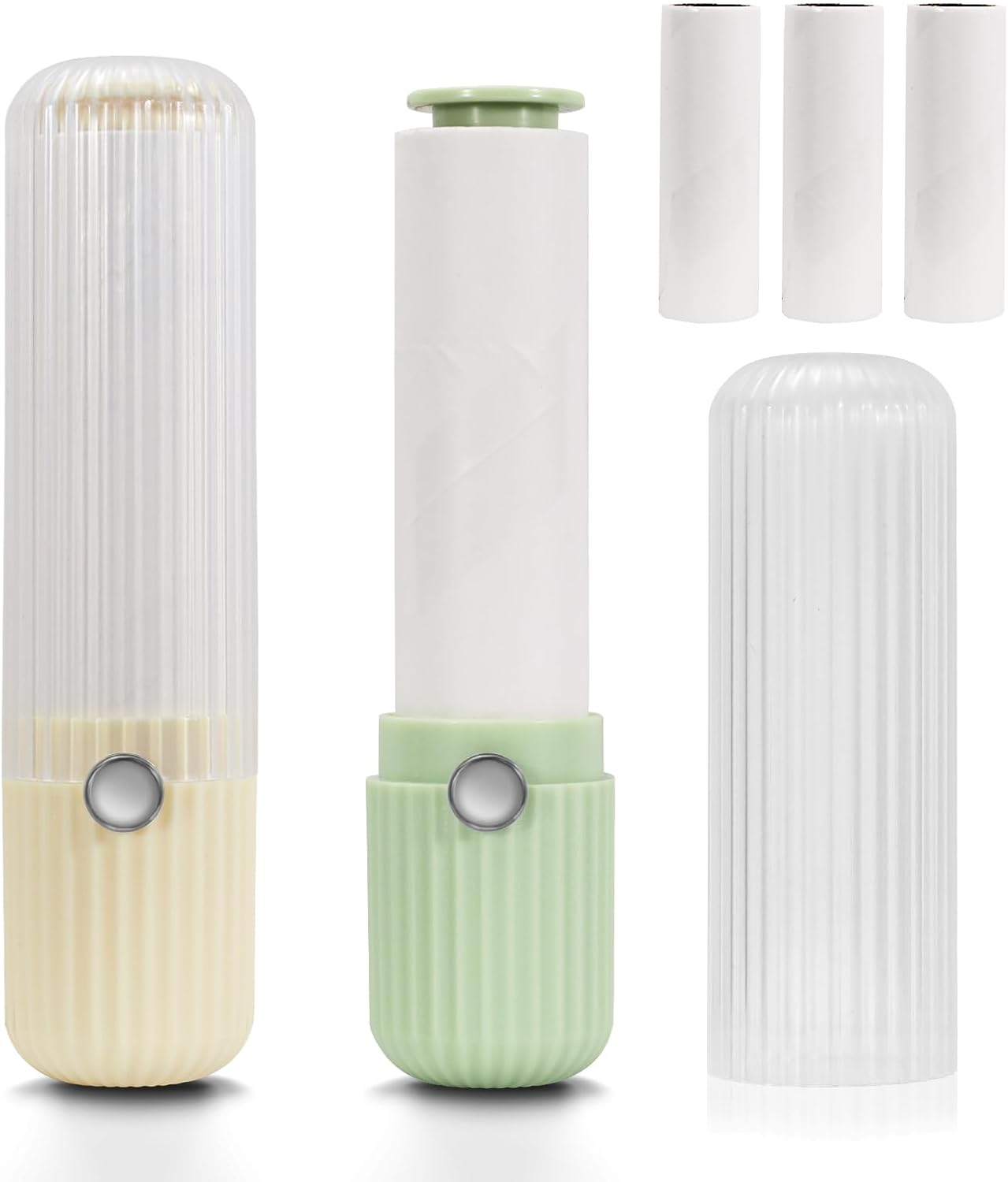 LELE LIFE Mini Lint Roller, Travel Lint Roller for Clothes, Extra Sticky Small Portable with Cover, Cat Hair Remover with 5 Refills, White Lint Roller, Pack of 2