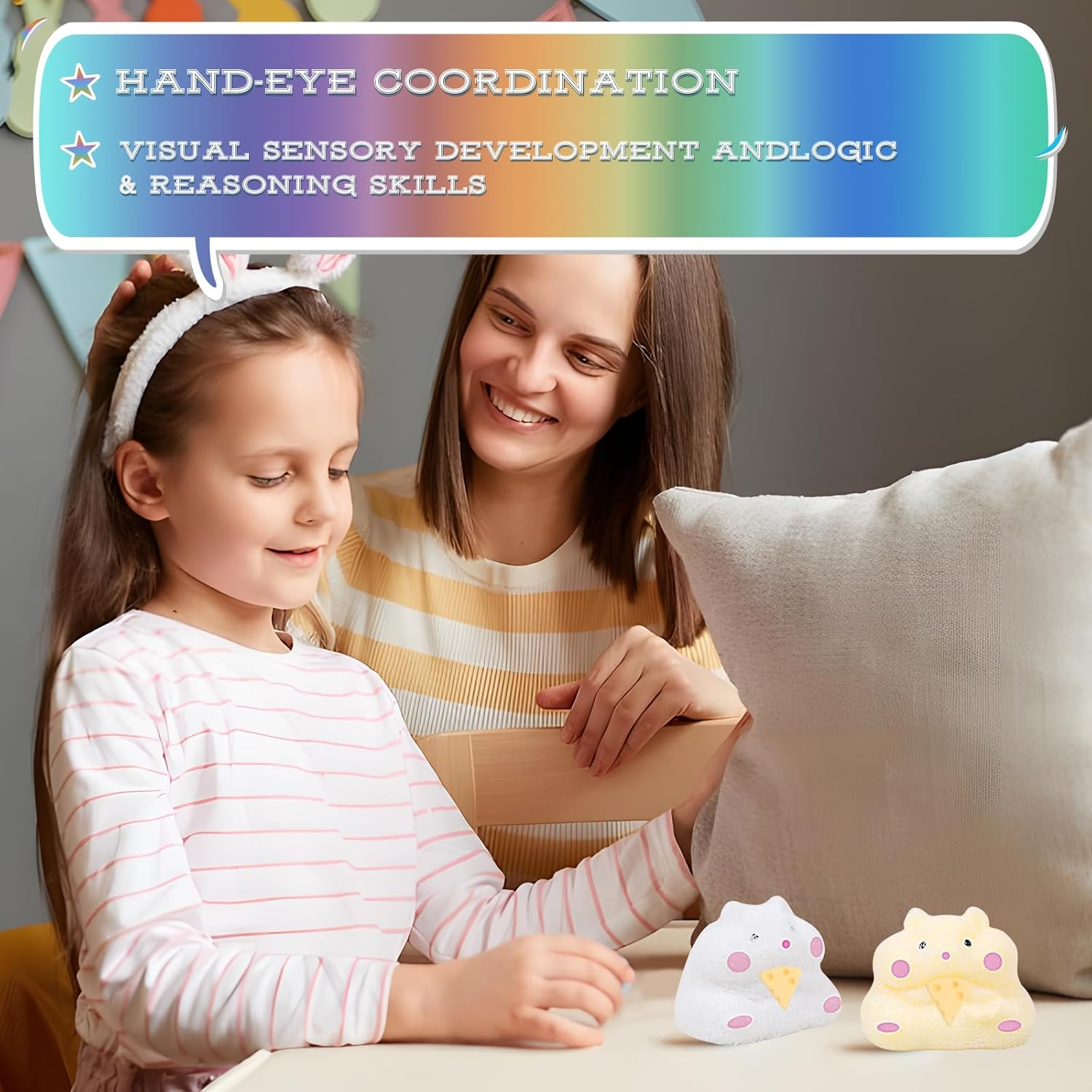 3Pcs Squishy Hamster Taba Cat Squeeze Toys, Cute Soft Cat Paws Stress Relief Toys for Kids Party Favors, Pinch Family, Fidget Toys Suitable for Adults and Kids - Big White