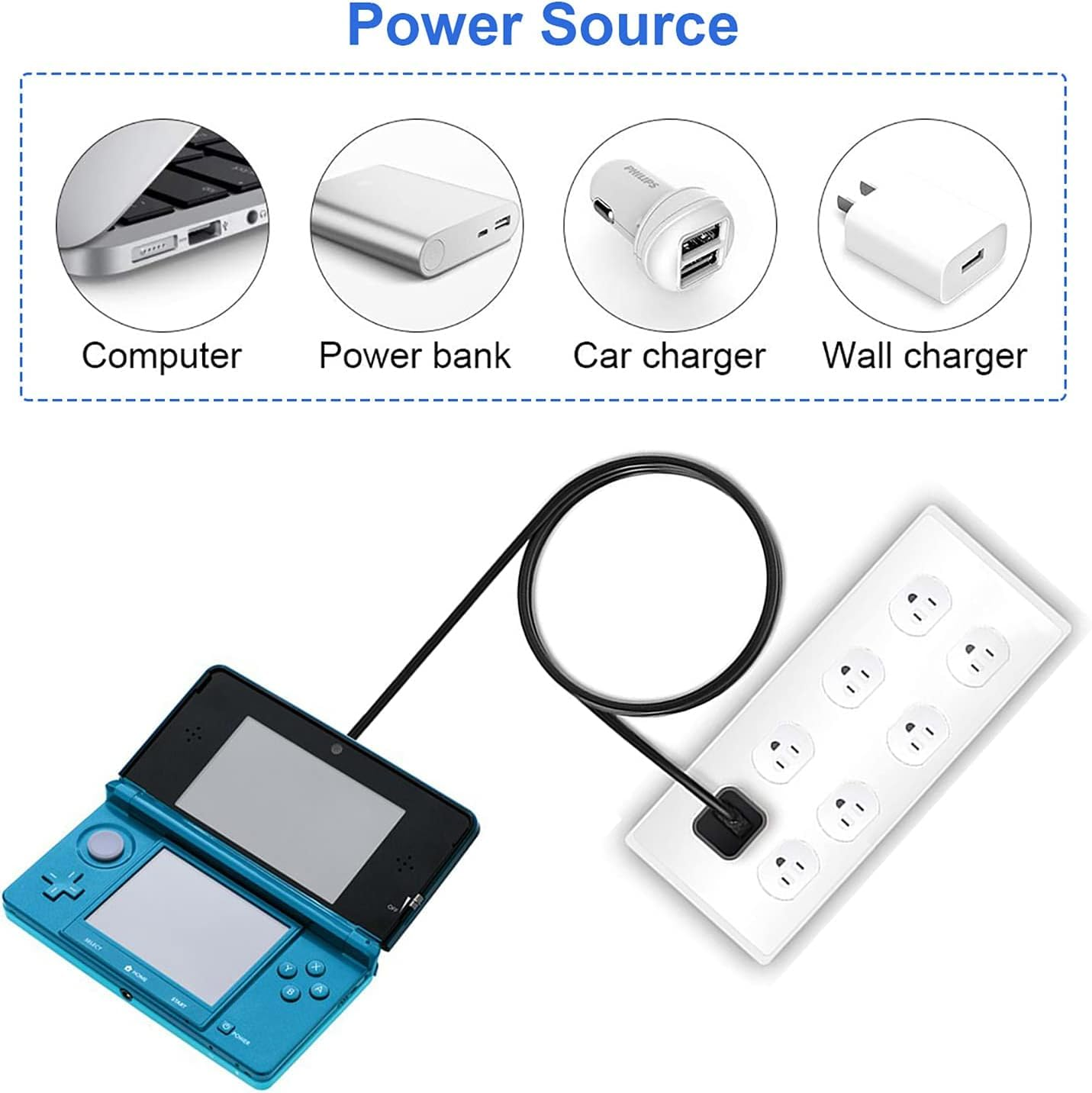 Khxriypha for 3DS 2DS Dsi USB Charger Cable, Power Charger Cable Cord Compatible with Nintendo New 3DS Xl/New 3DS/ 3DS XL/ 3DS/ New 2DS Xl/New 2DS/ 2DS XL/ 2DS/ Dsi Xl/Dsi, 4FT/1.2M image number 2