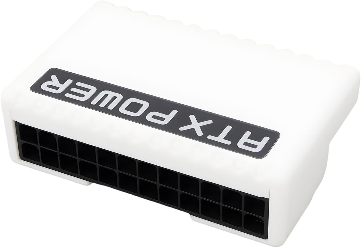 Ecsing Computer Motherboard 90 Degree Turn White Power Connector Plug Suitable for ATX 24PIN Motherboard Port