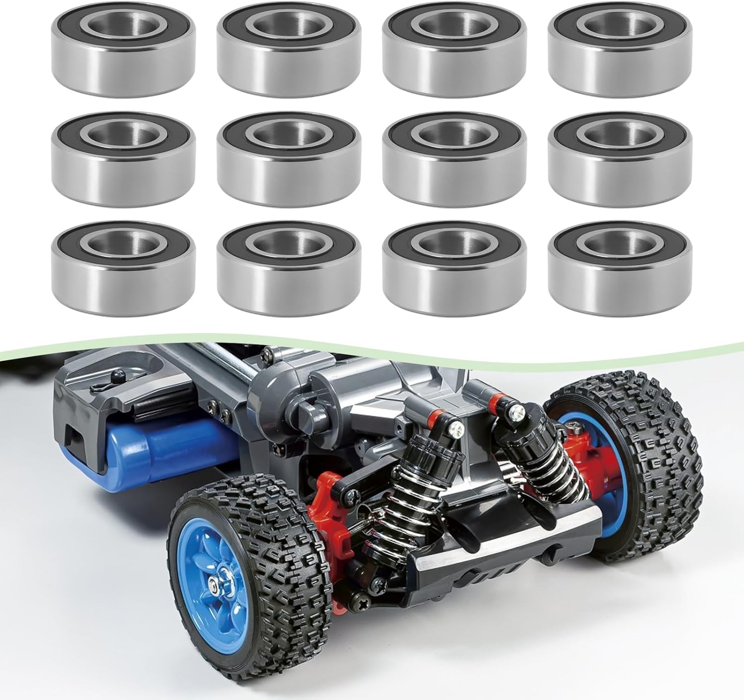 Emsea 24Pcs RC Car Ball Race Bearing Upgrade Bearing Set Replacement Part 5X11X4Mm 2RS 5X8X2.5Mm ZZ 5X8X2.5Mm Flanged Compatible with T-Amiya MF-01X image number 1