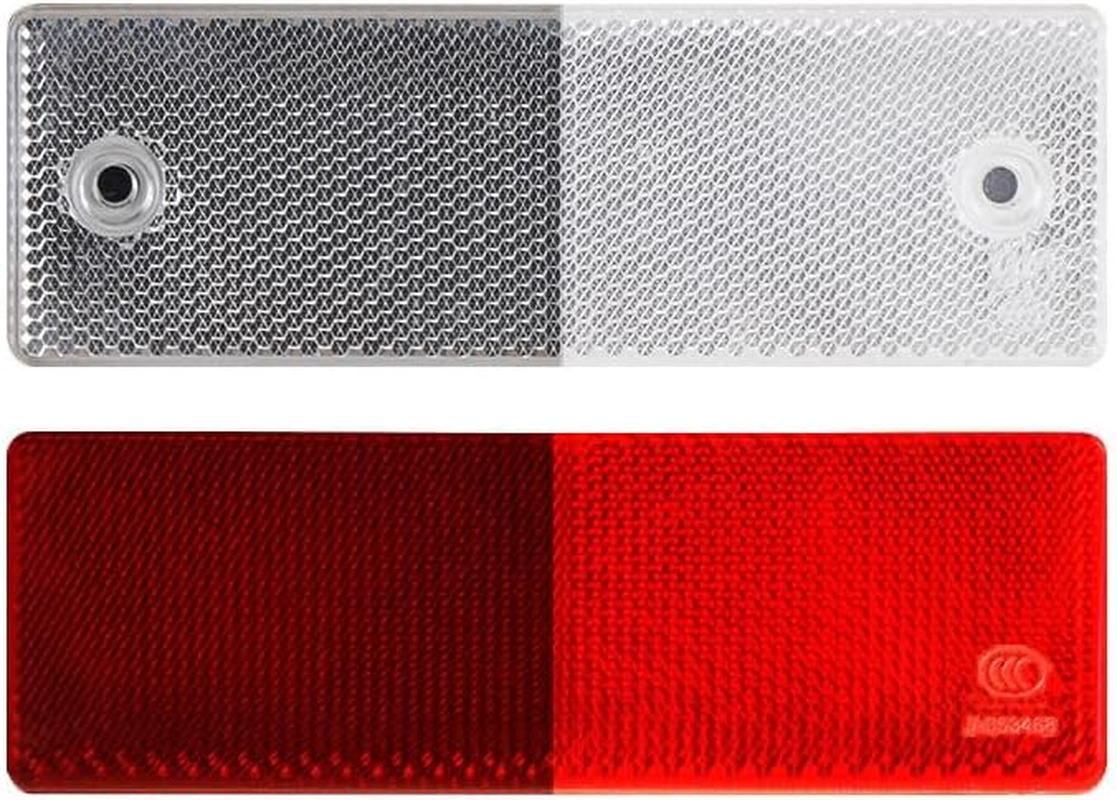 10 Pcs Self-Adhesive Rectangular Reflectors - High Visibility Safety Reflector for Trailers, Trucks, Cars, Agricultural Vehicles & Gate Posts, Durable Rear Reflector Stickers for Night Road Safety image number 1