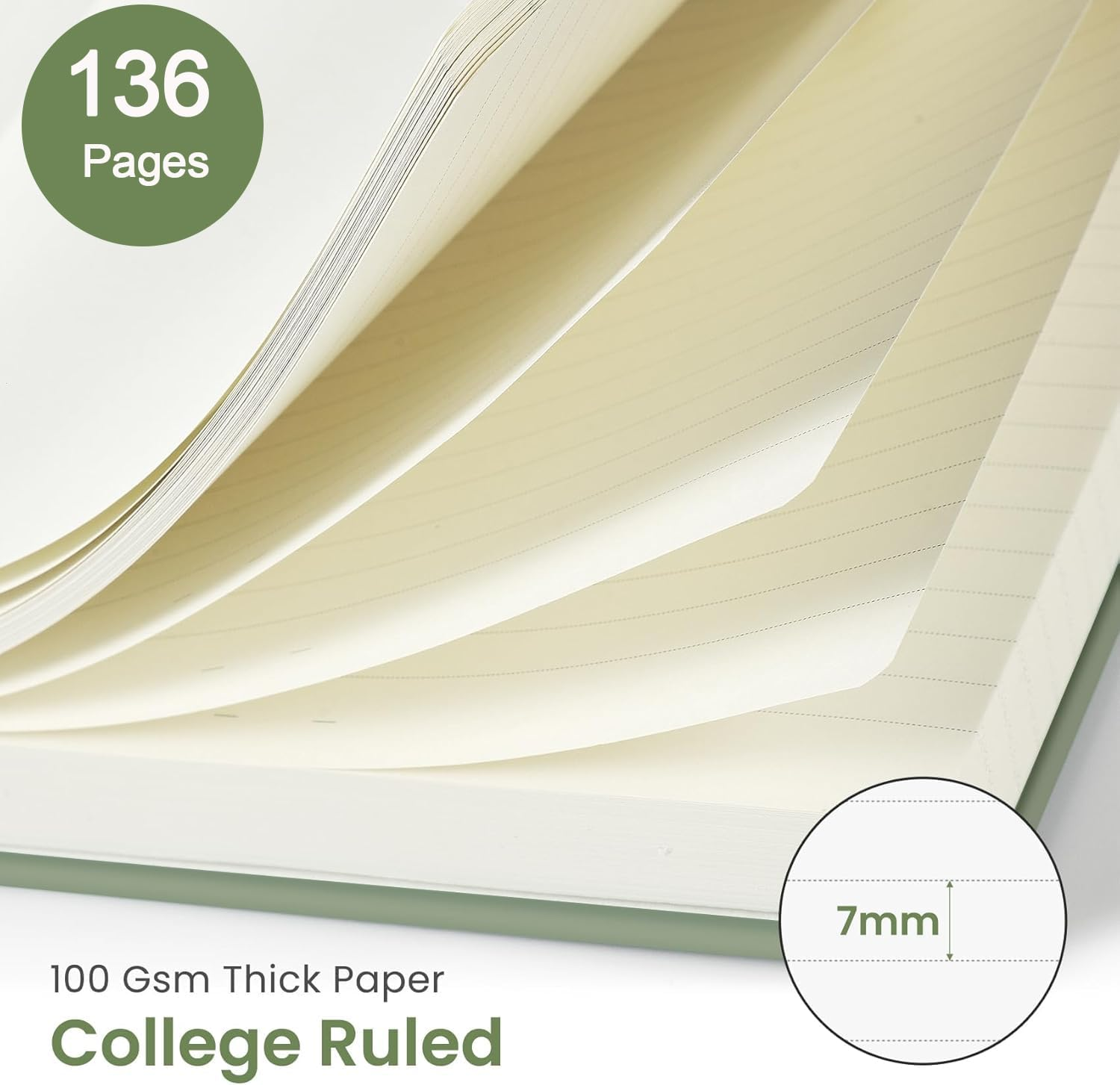 Lined Spiral Journal Notebook, A5 College Ruled Journals for Women Men, 100 GSM College Ruled Notebooks for Writing Note Taking and Office School Supplies 6.1" X 8.47" (Green+Purple) image number 2