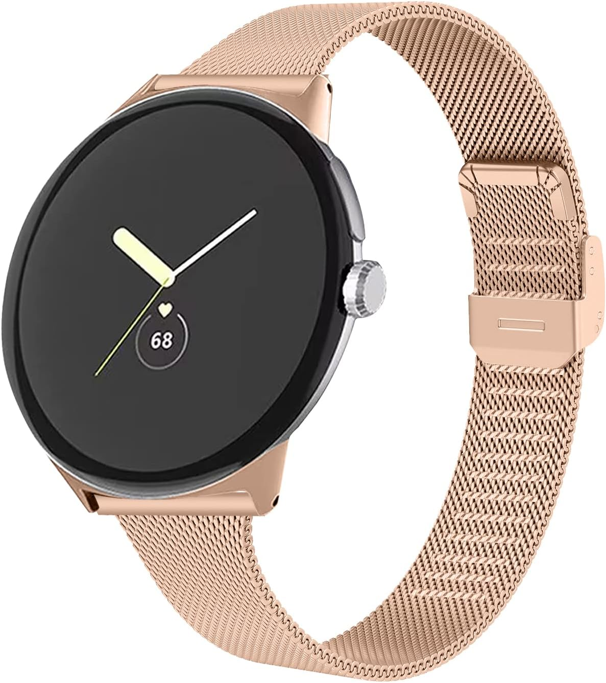 Fitturn Slim Metal Bands for Google Pixel Watch 3 41Mm/Watch 2/Pixel Watch Band Women Men, Grids Thin Stainless Steel Mesh Loop Snap Clasp Strap Replacement for Pixel Watch 3 41Mm/Watch 2/Pixel image number 2