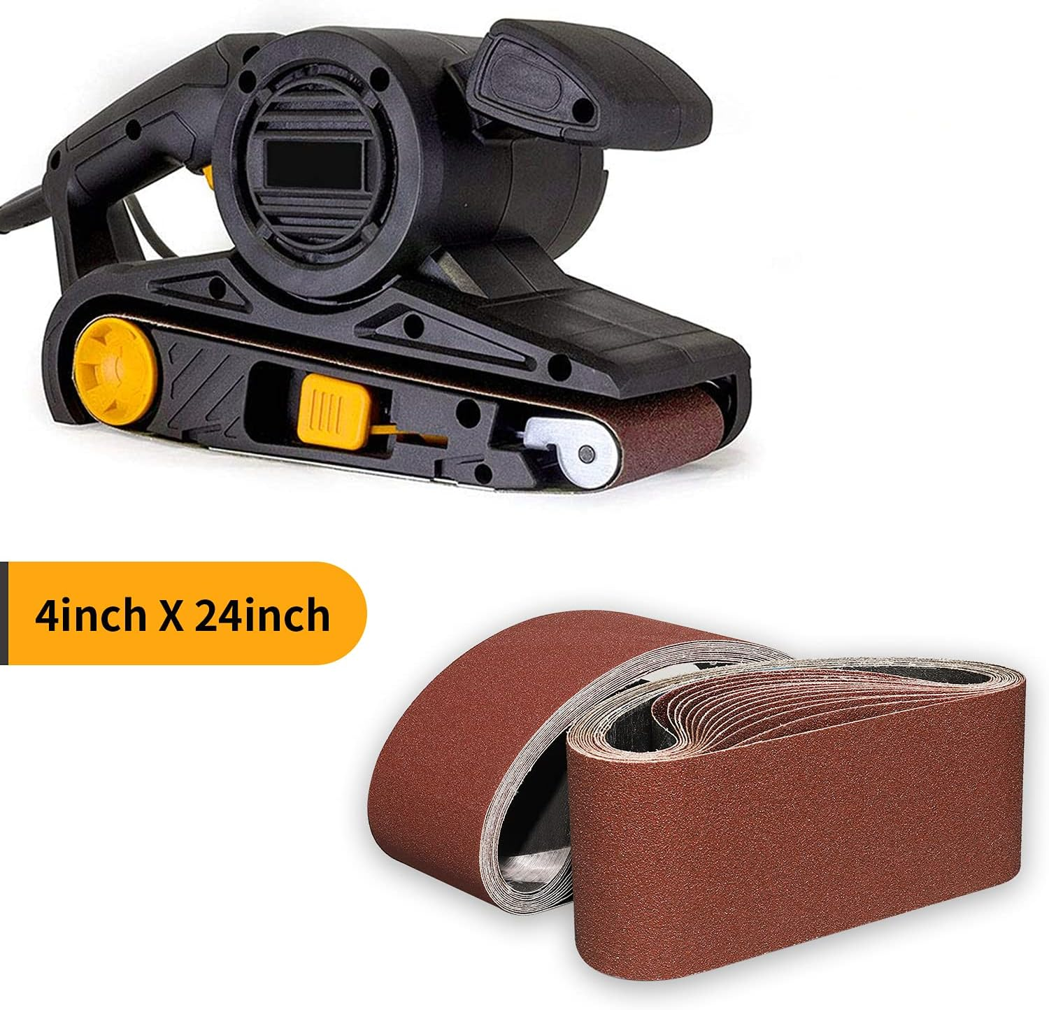 Sruhrak 100X610Mm Abrasive Sanding Belt Set - 8 Pack 40 Grits Sandpaper Belts for Portable Belt Sander image number 3
