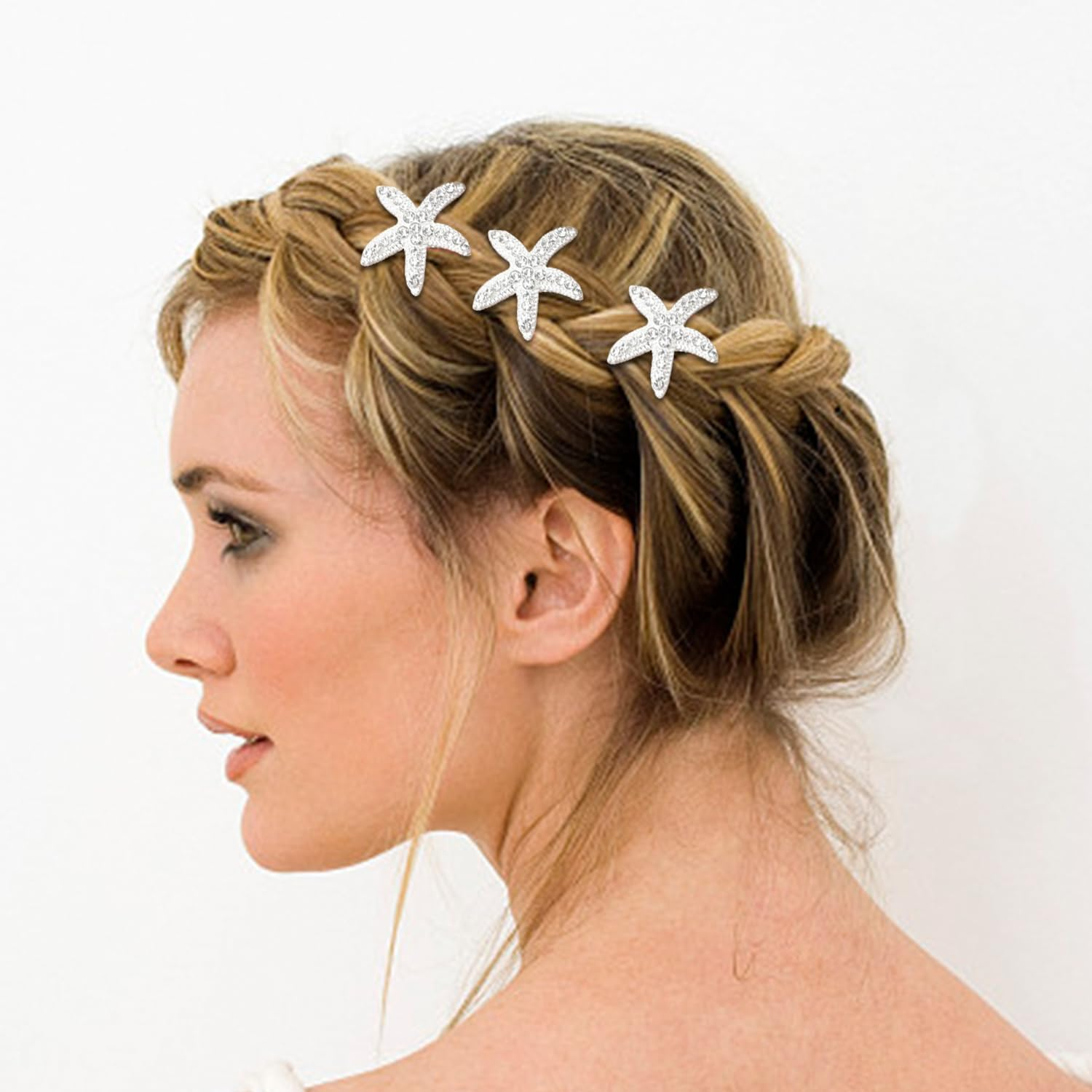 20 Rhinestone Starfish Hair Pins, Girls' Braided Hair Pins, Styling Decorative Hair Accessories, Bohemian Beach Hair Accessories image number 2